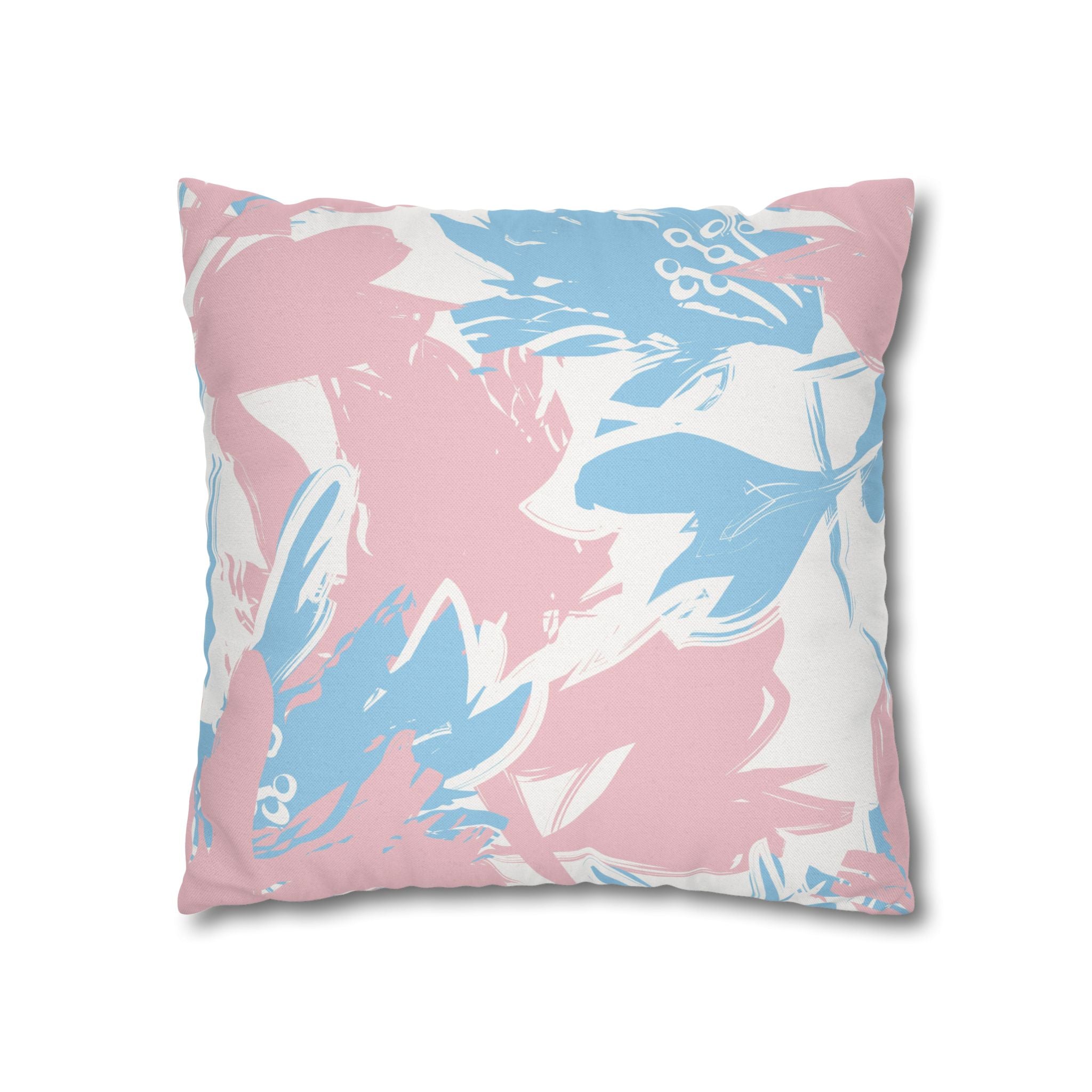 Two Way Cushion Cover, Throw pillow Case for Couch (Single Piece): Blue Pink Abstract