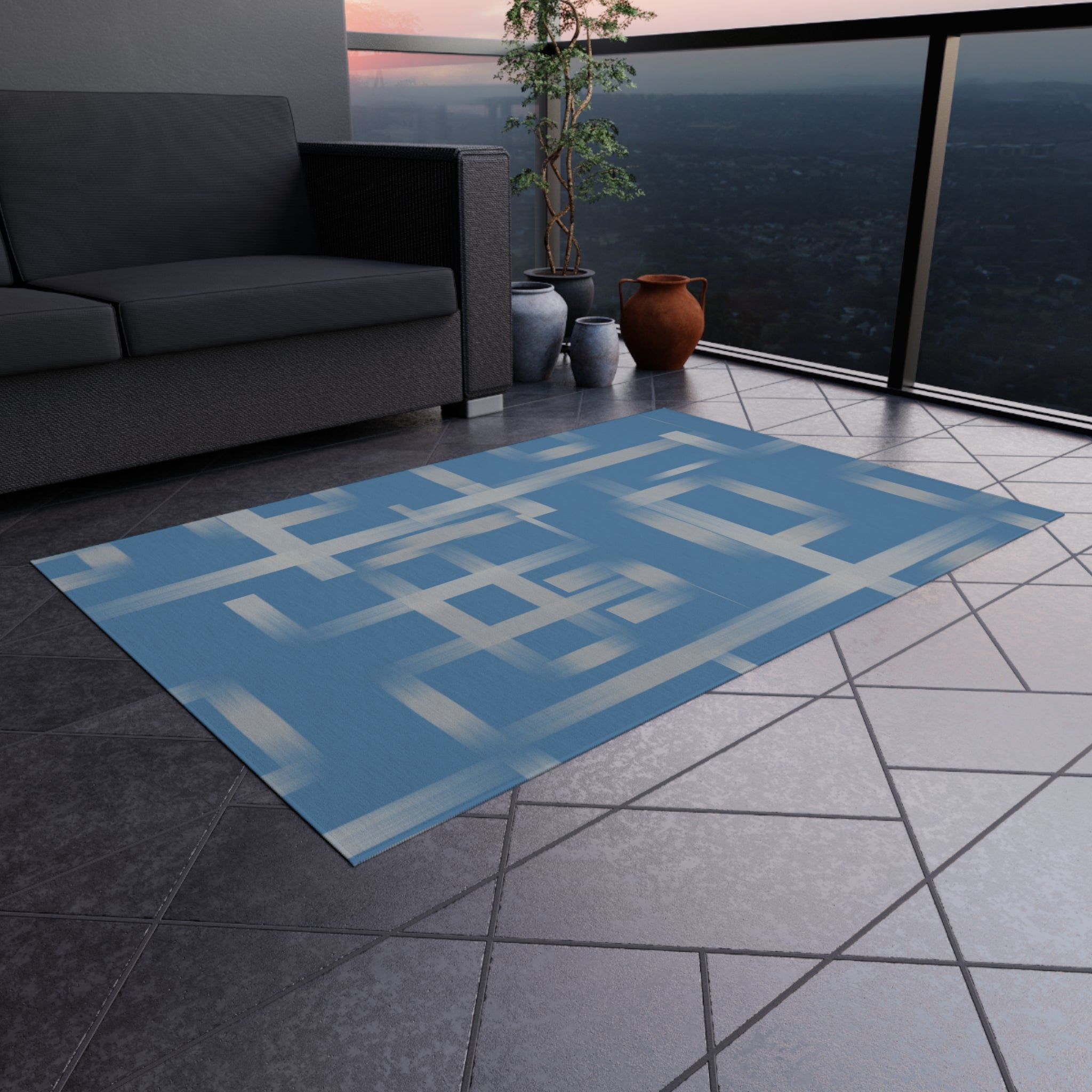 Stylish Indoor/Outdoor Rug for Living Room, Patios, Decks, and Gardens | Perfect for Home Decor - Dark Azure