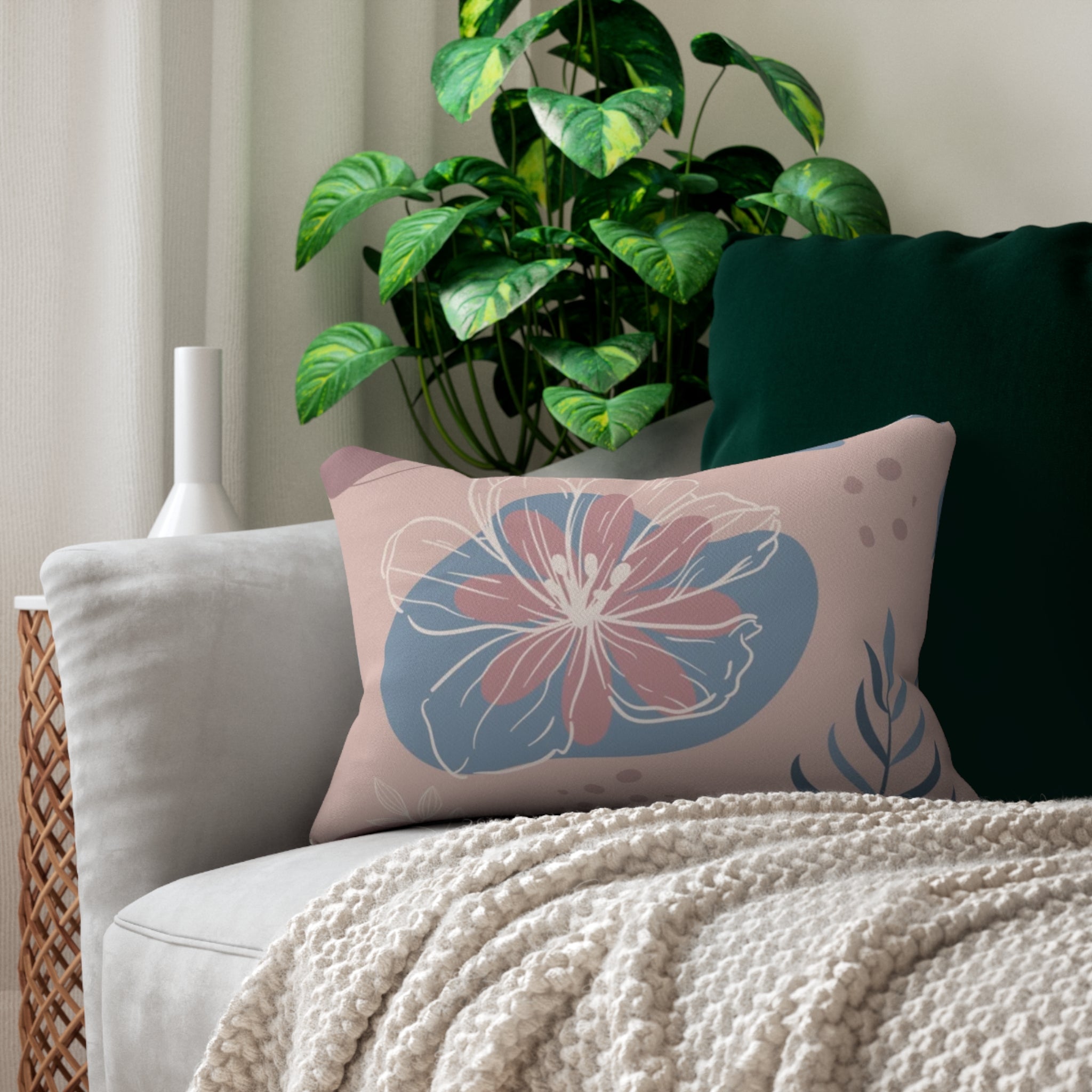 Lounge Pillow, Throw Pillow with Fillers/Insert (Single Piece) : Pastel Grey Orange