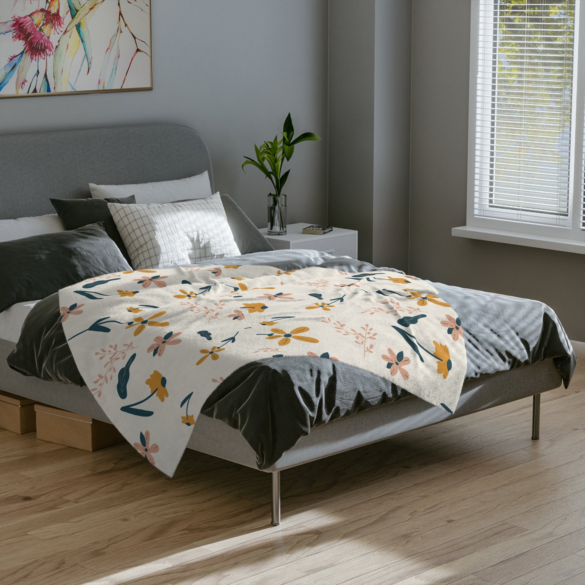 Microfiber Blanket | Soft Throw for Home Decor - Yellow and Teal