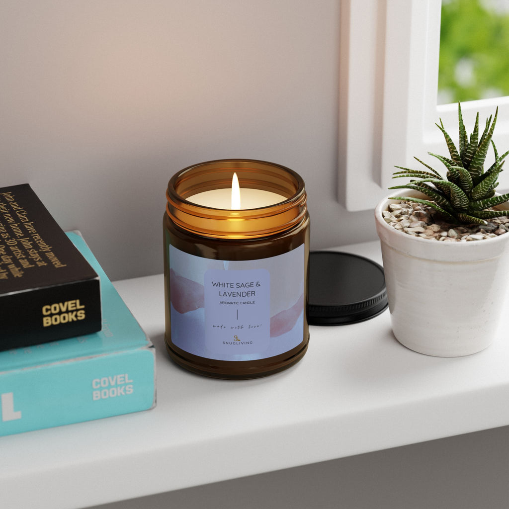 SnugLiving Aromatic/Scented Soy Candle : White Sage & Lavender