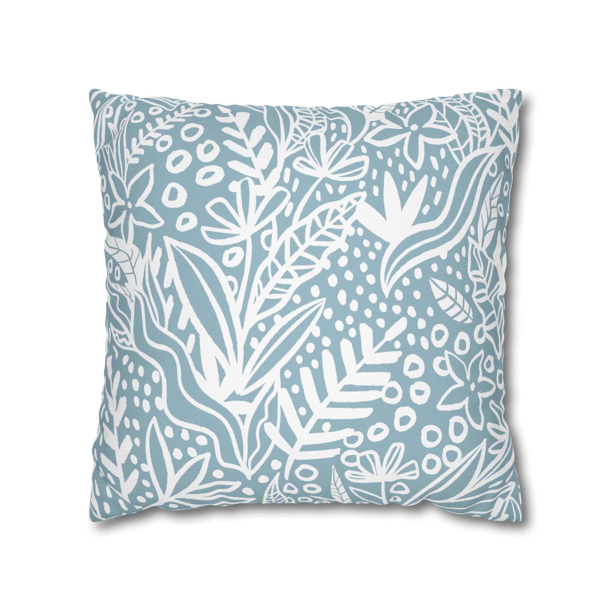 Two Way Cushion Cover, Throw pillow Case for Couch (Single Piece) : Floral Blue