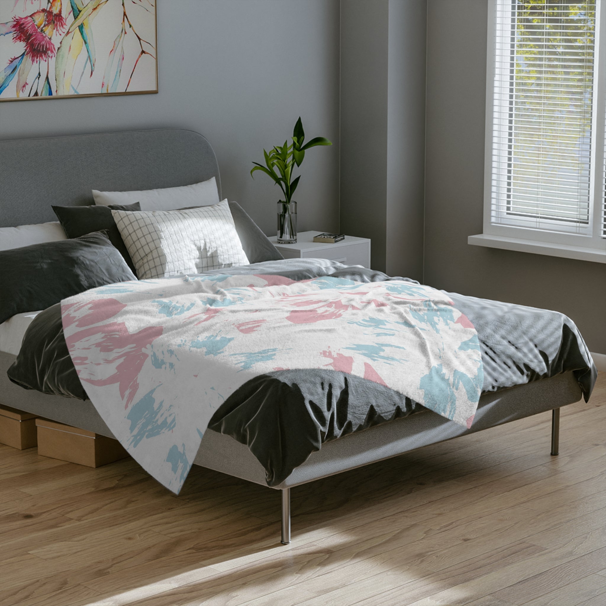 Microfiber Blanket | Soft Throw for Home Decor - Blue,White & Pink