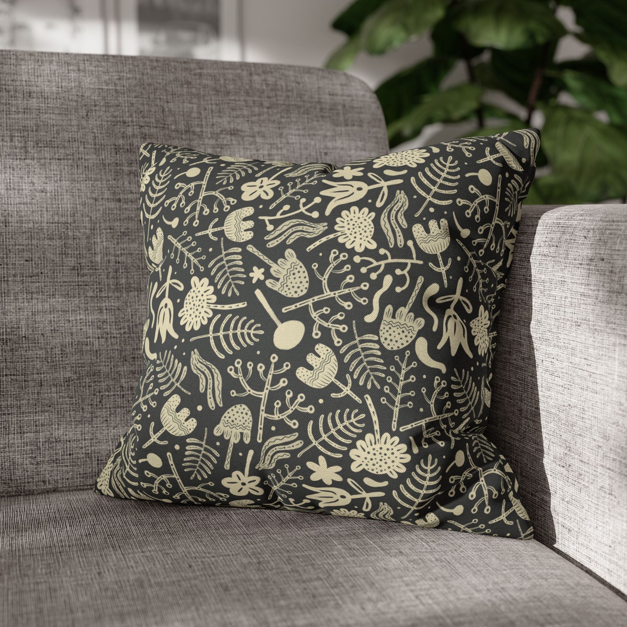 Two Way Cushion Cover, Throw pillow Case for Couch (Single Piece) : Charcoal