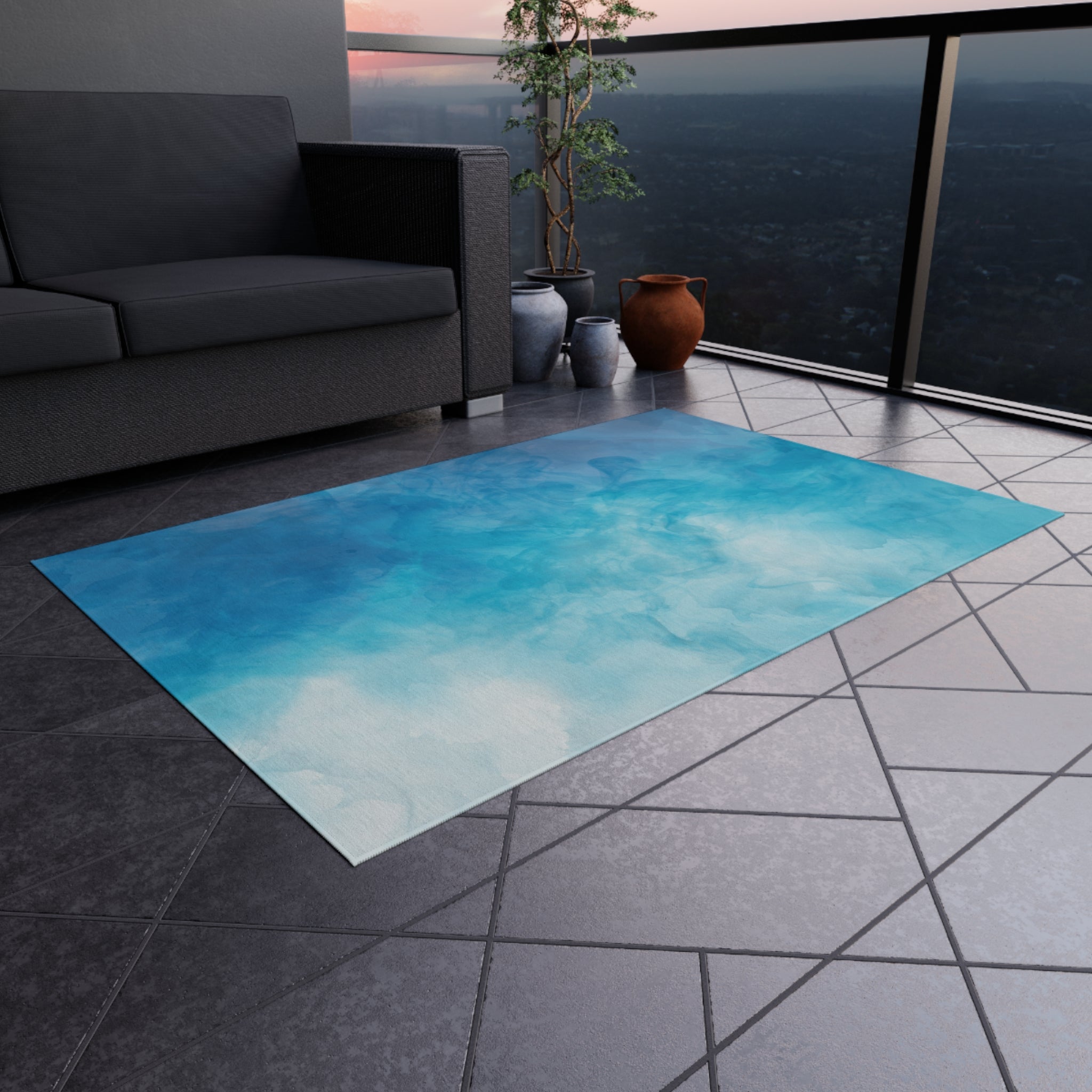 Trendy Outdoor Rug for Patio Decor, Indoor-Outdoor Mat, Boho Area Rug, Garden Flooring, Modern Outdoor Carpet-1
