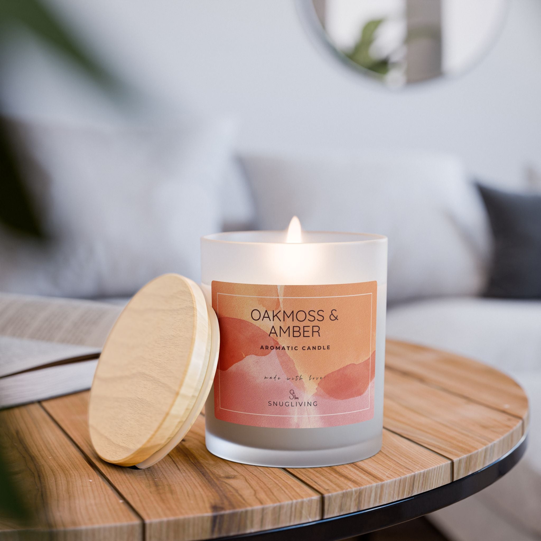 SnugLiving  Aromatic/Scented Glass Candle, 11oz : Oakmoss & Amber