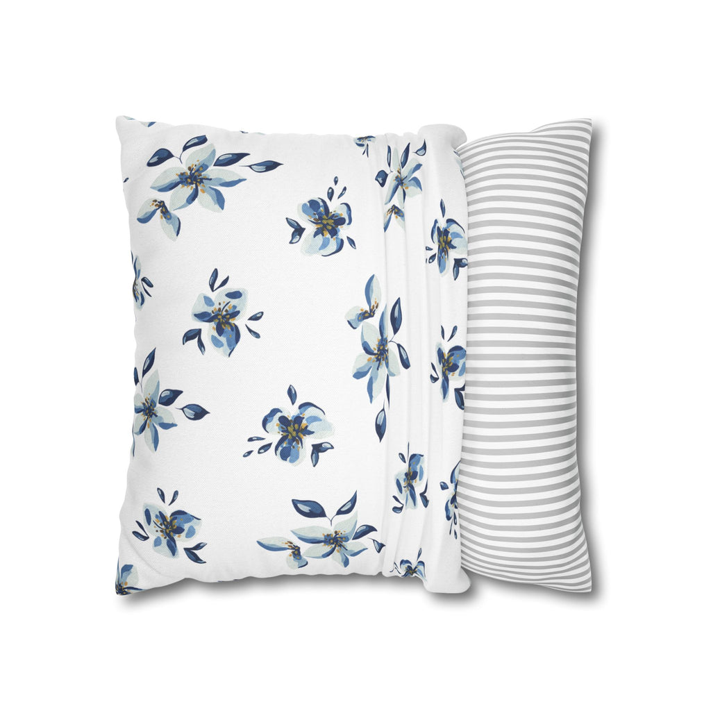Two Way Cushion Cover, Throw pillow Case for Couch (Single Piece): Blue & White Floral
