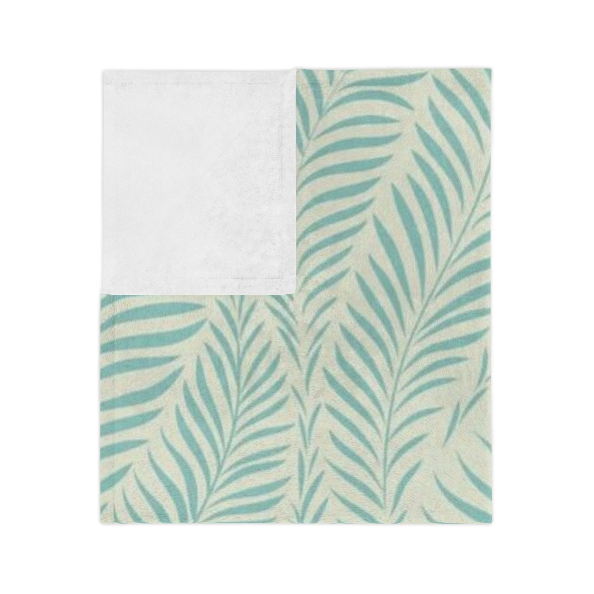 Microfiber Blanket | Soft Throw for Home Decor - Aqua Palm Leaf - SnugLiving