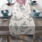 Hand-Drawn Leafy Green Table Runner – Modern Botanical Table Accent - SnugLiving