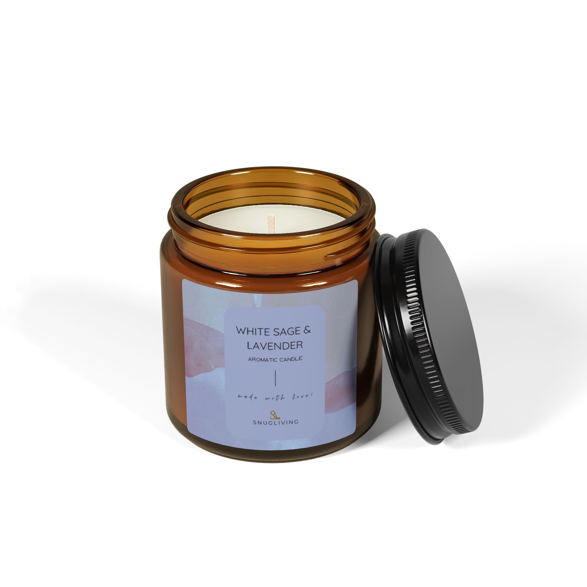 SnugLiving Aromatic/Scented Soy Candle : White Sage & Lavender