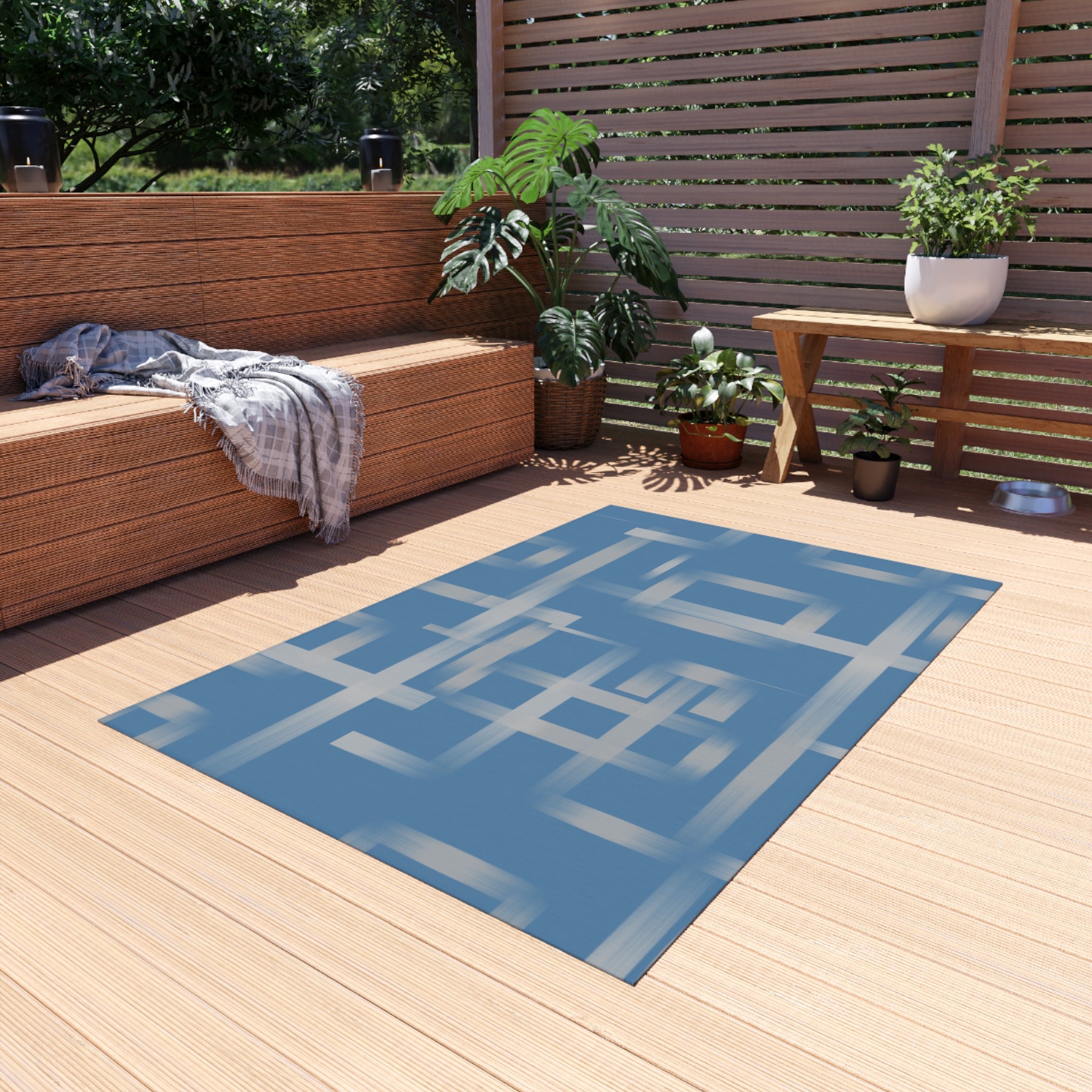 Stylish Indoor/Outdoor Rug for Living Room, Patios, Decks, and Gardens | Perfect for Home Decor - Dark Azure