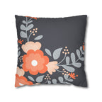 Cushion Cover, Throw pillow Case for Couch (Single Piece) : Floral Charcoal Black - SnugLiving
