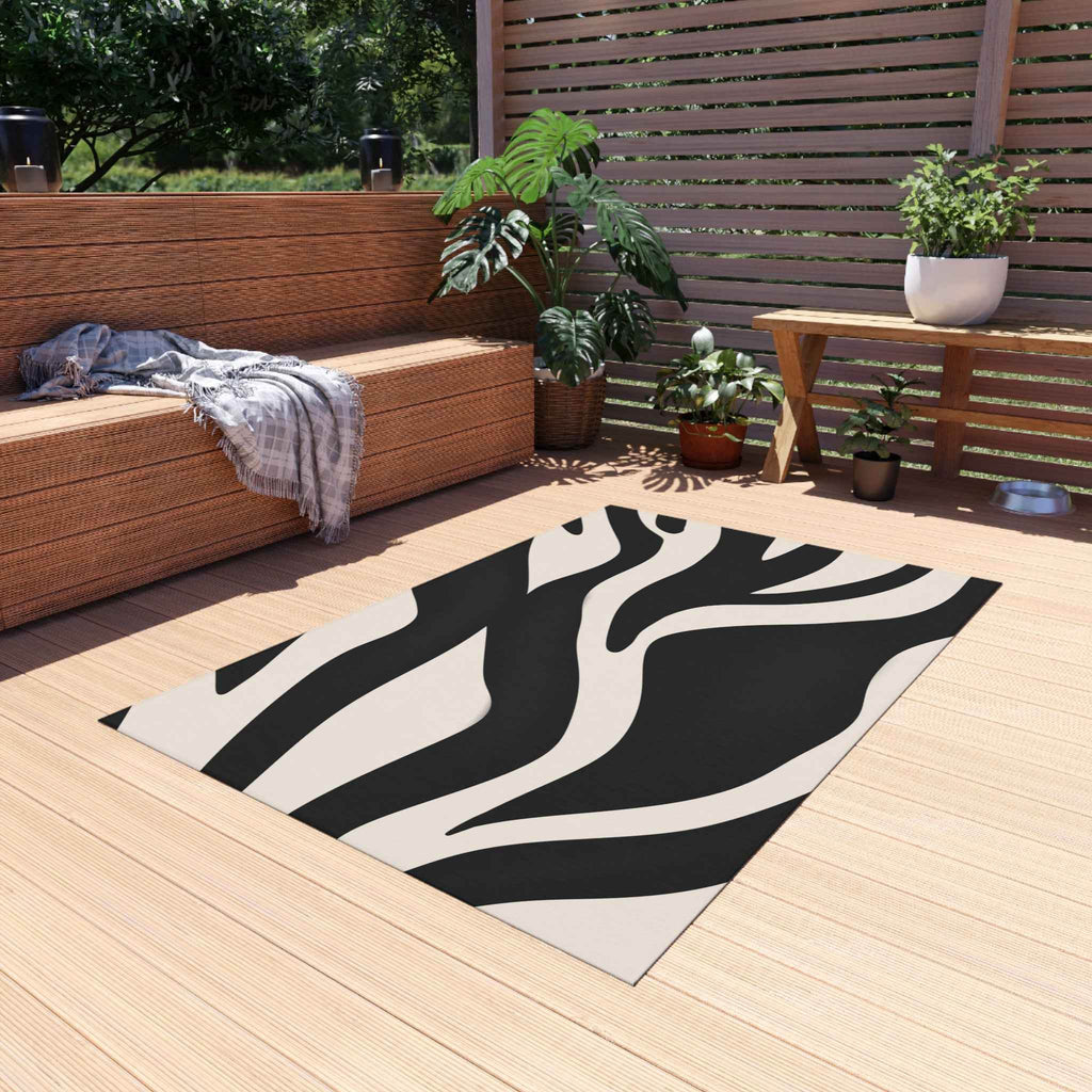 Bold Black & White Zebra Print Rugs for Living Room & Patio | Modern Animal Pattern Area Rug - SnugLiving