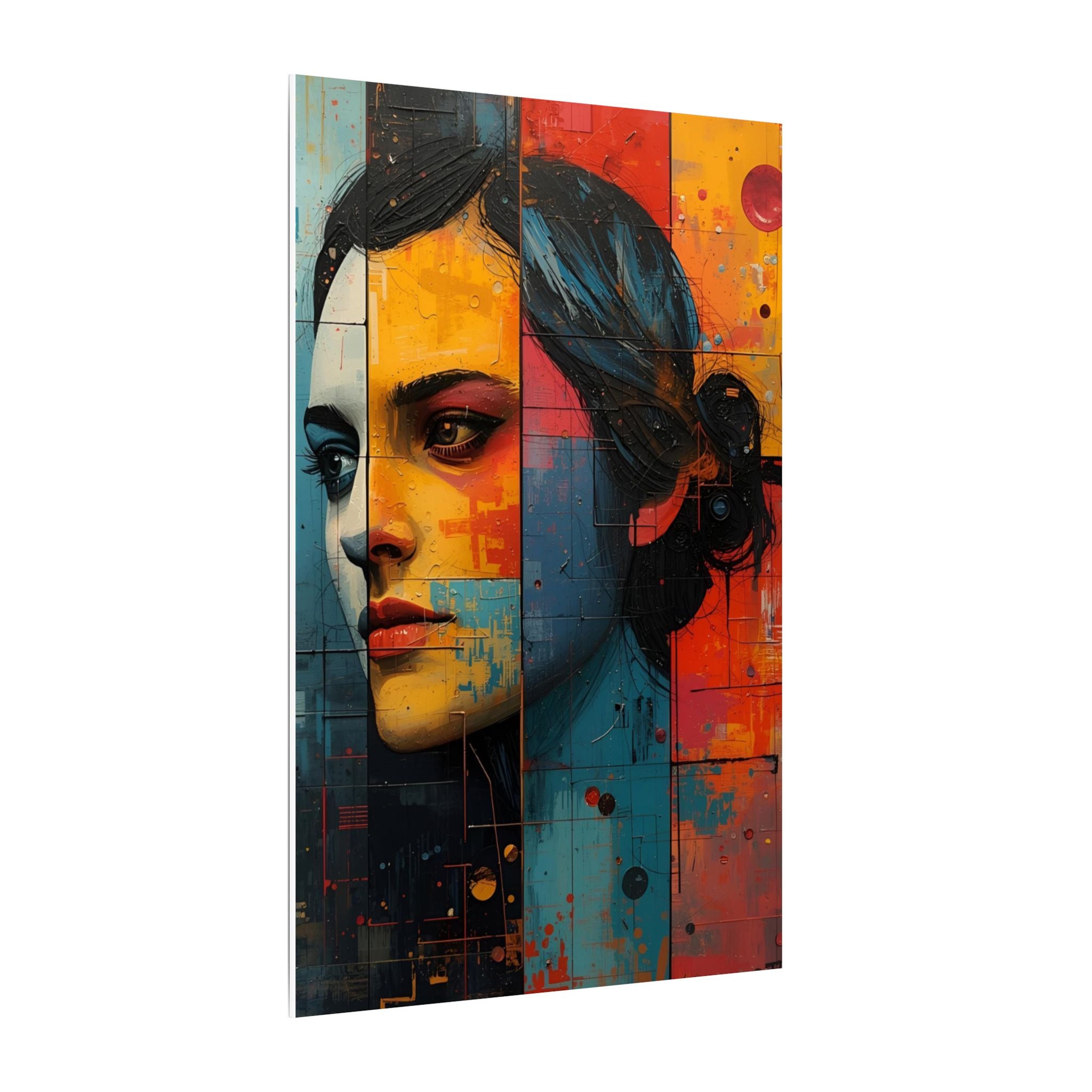 Premium Eco-Friendly Canvas Wall Art for Home Decor - Abstract Woman Portrait in Bold Colors