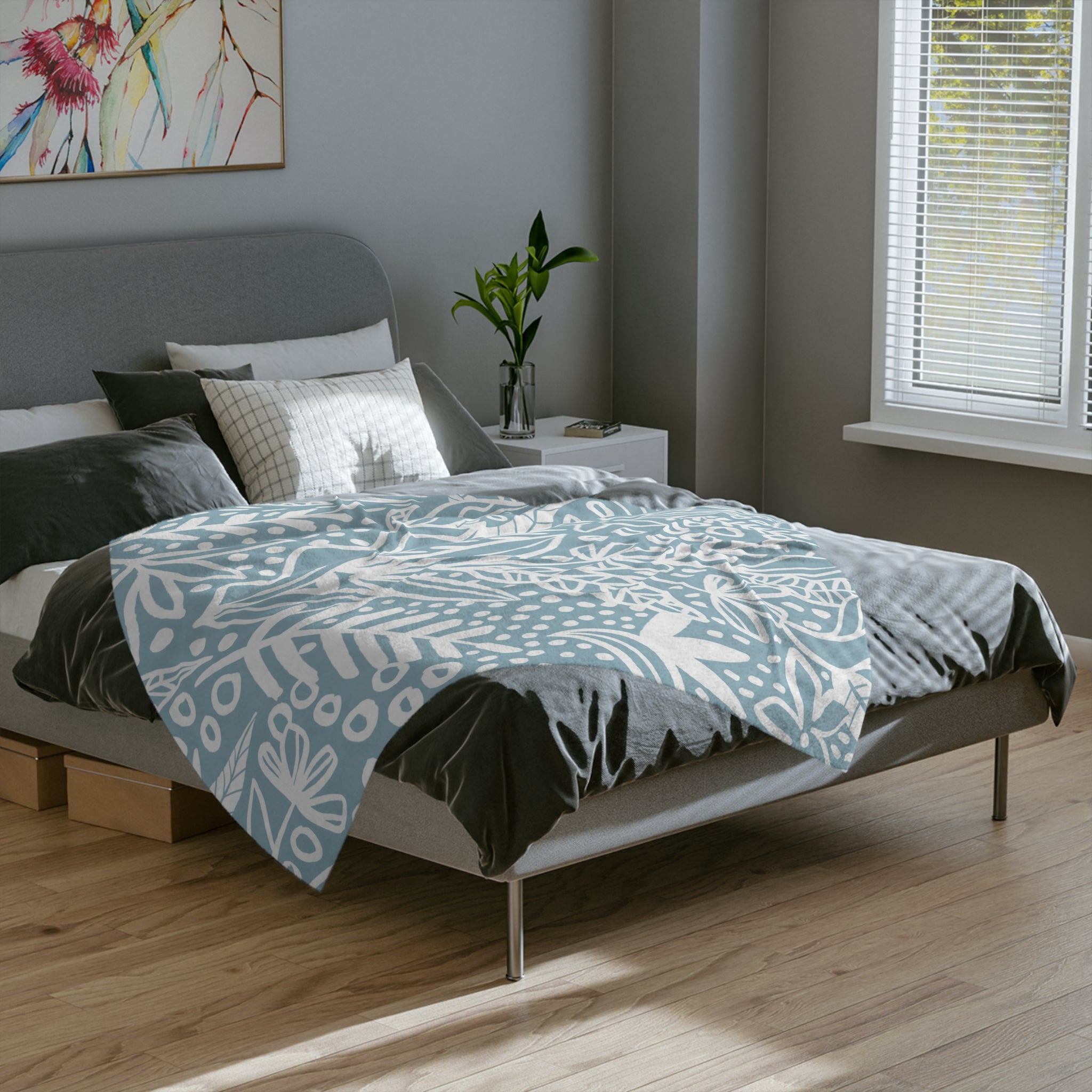 Microfiber Blanket | Soft Throw for Home Decor - Light Azure