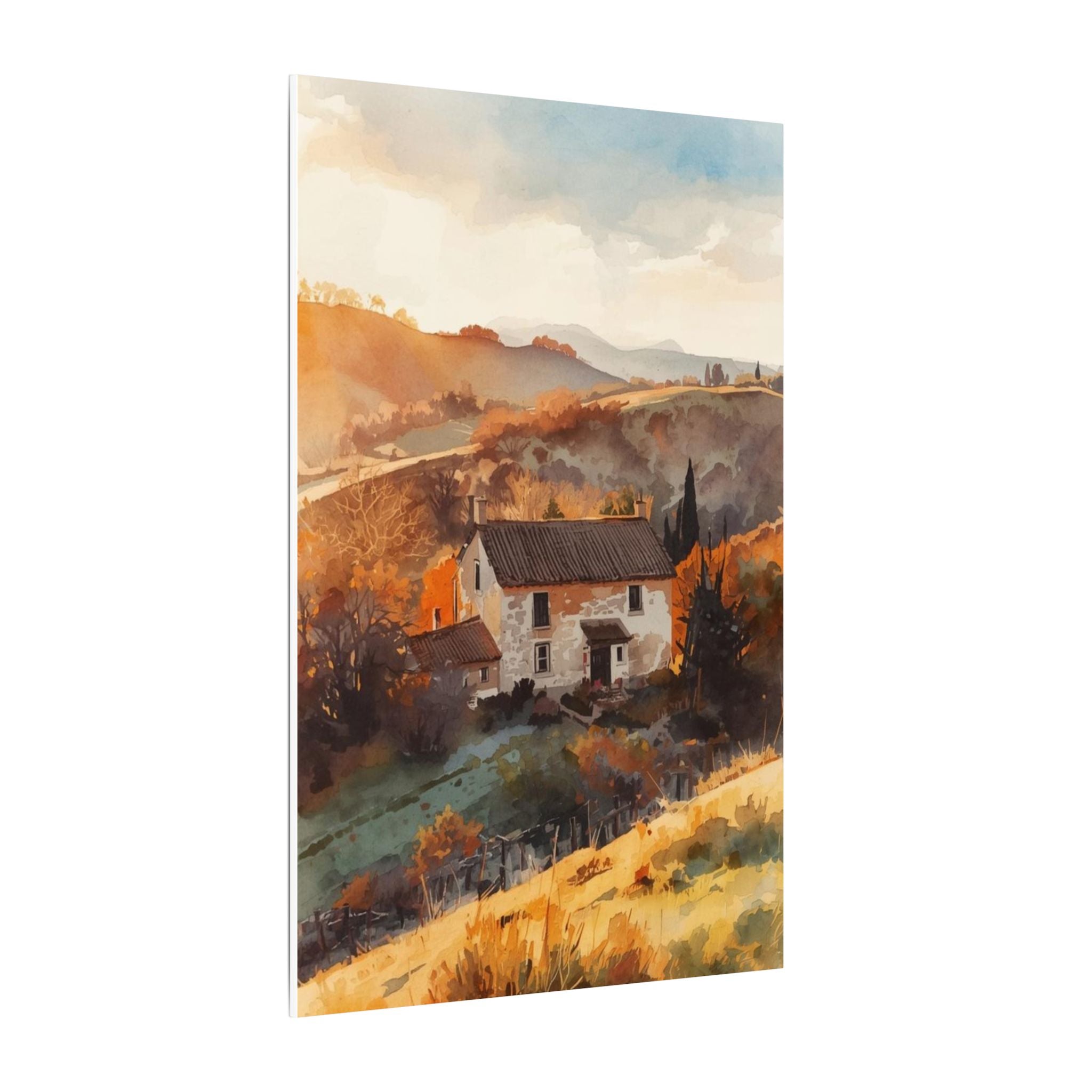 Premium Eco-Friendly Canvas Wall Art for Home Decor - Countryside Cottage Landscape