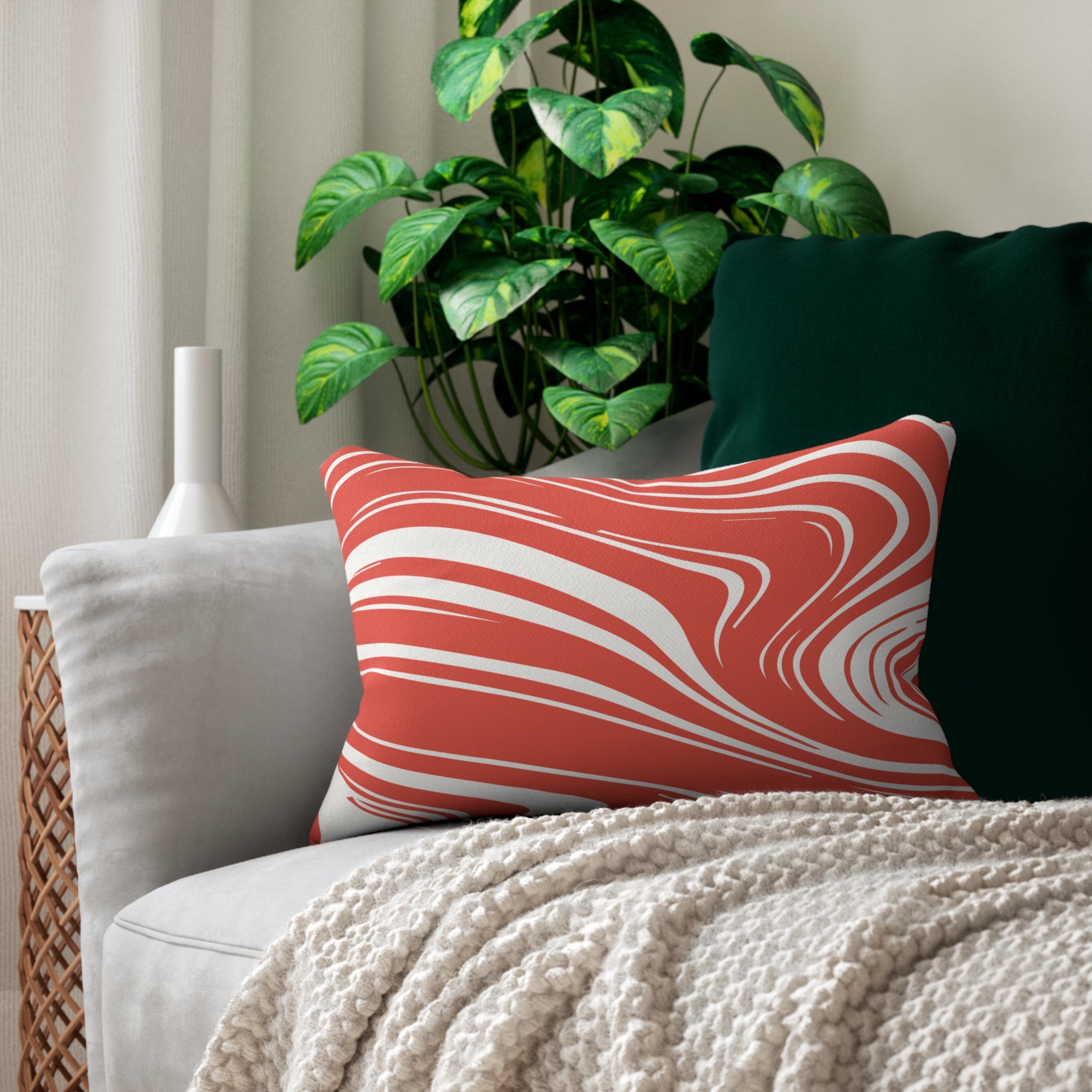 Lounge Pillow, Throw Pillow with Fillers/Insert (Single Piece) : Red Abstract