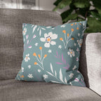 Two Way Cushion Cover, Throw pillow Case for Couch (Single Piece) : Grey Cyan - SnugLiving