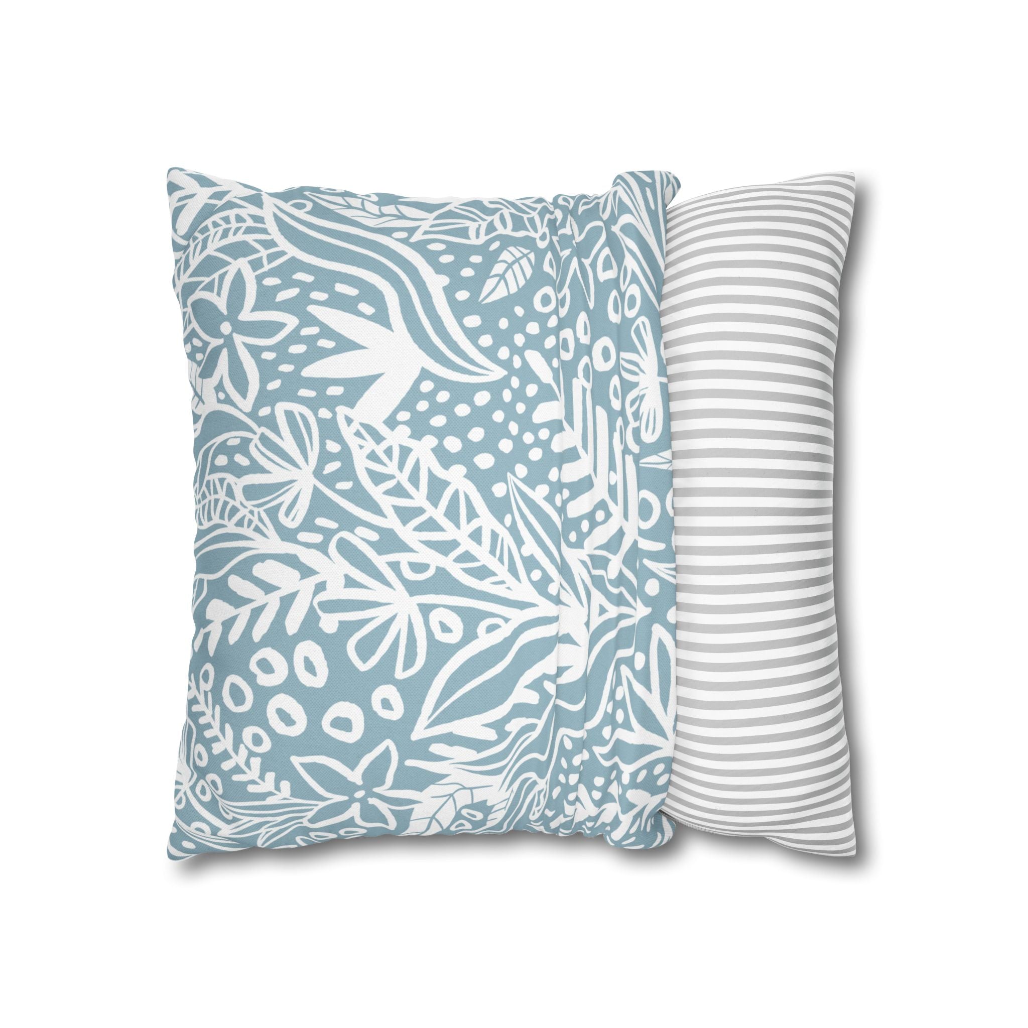 Two Way Cushion Cover, Throw pillow Case for Couch (Single Piece) : Floral Blue