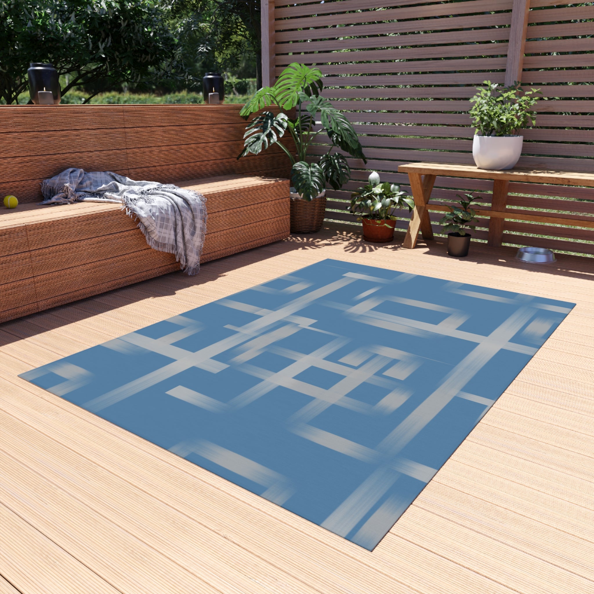 Stylish Indoor/Outdoor Rug for Living Room, Patios, Decks, and Gardens | Perfect for Home Decor - Dark Azure