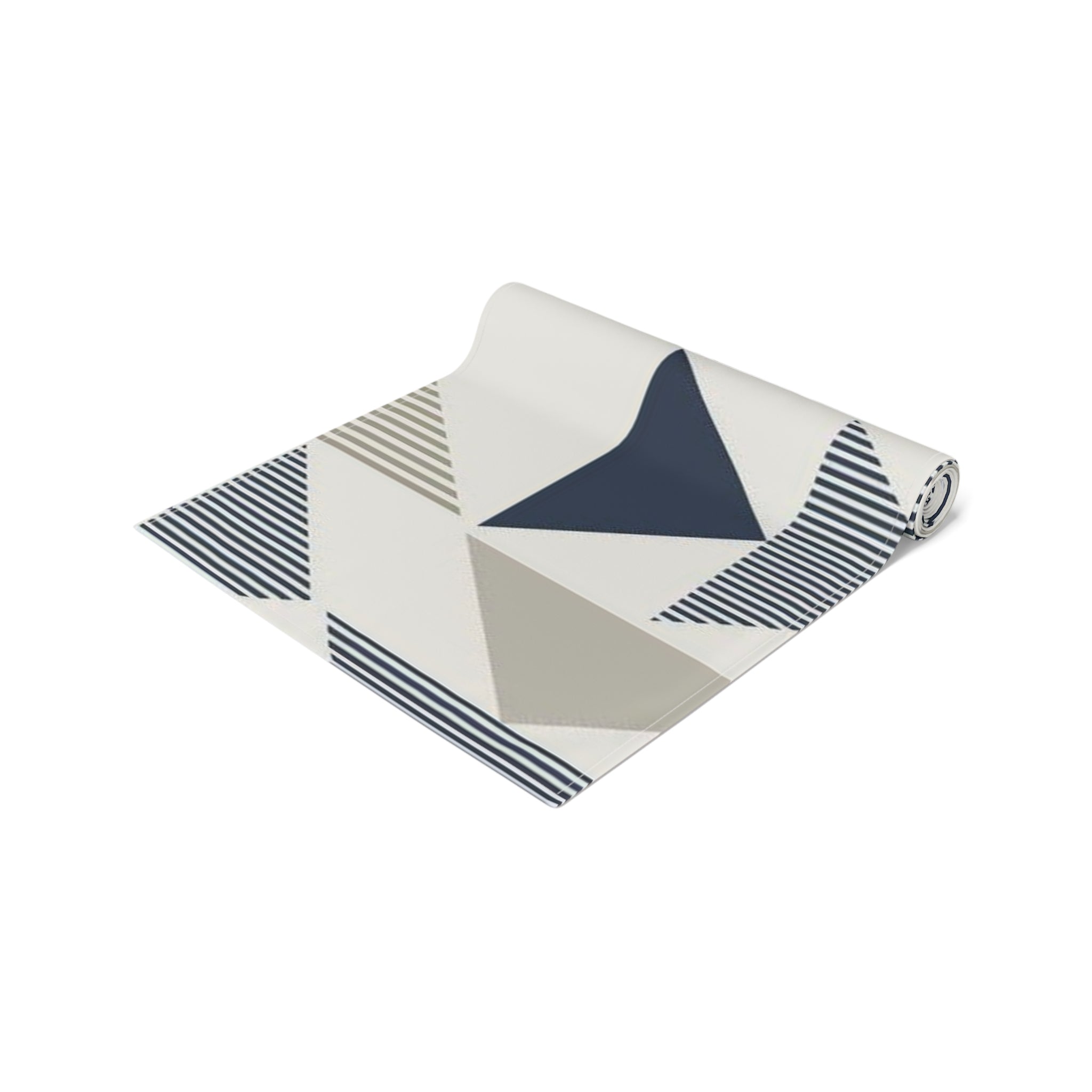 Beige & Navy Geometric Triangle Table Runner – Modern Art-Inspired Dining Accessory - SnugLiving