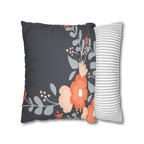 Cushion Cover, Throw pillow Case for Couch (Single Piece) : Floral Charcoal Black - SnugLiving