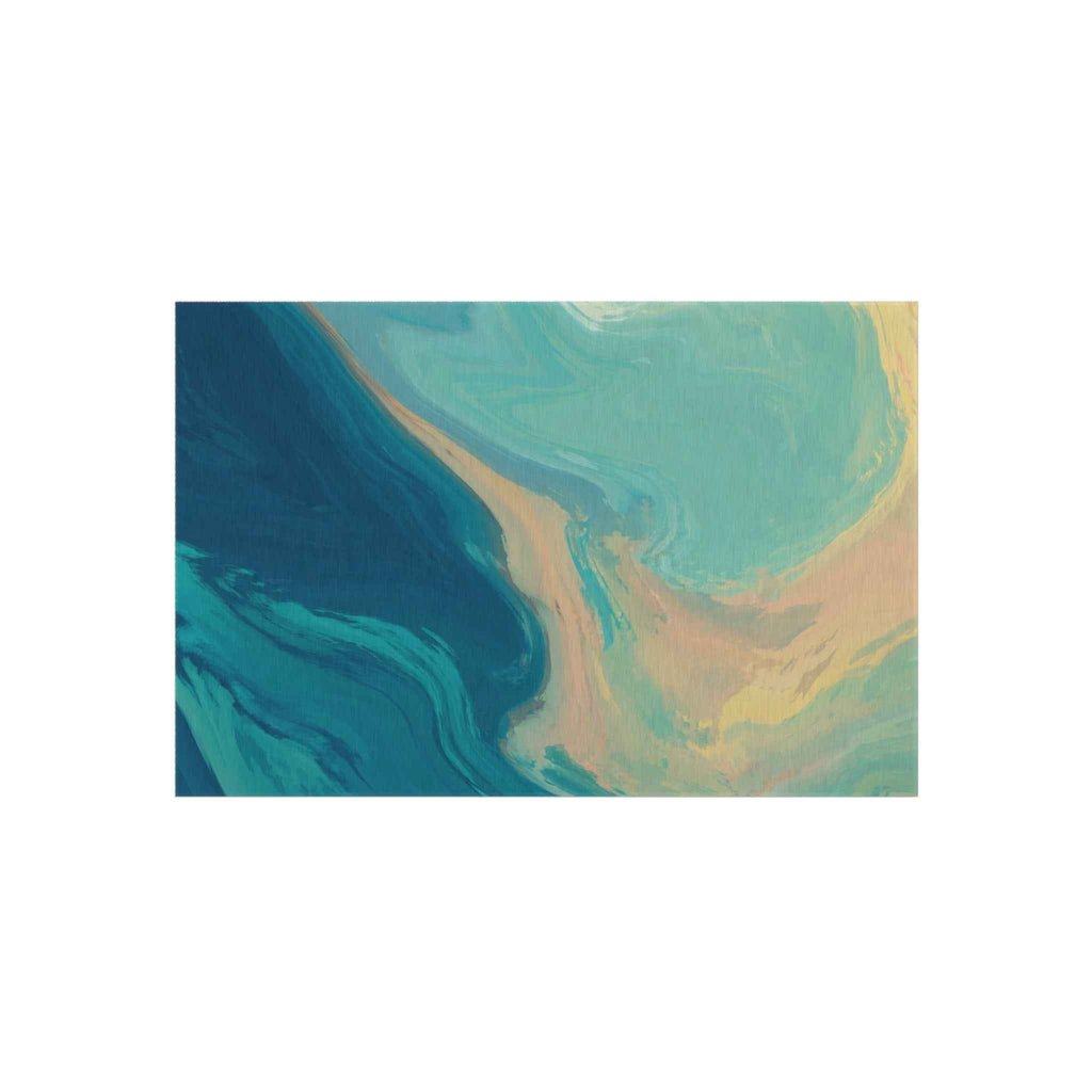 Abstract Ocean Swirl Rugs for Living Room & Patio | Artistic Blue & Sand Modern Area Rug - SnugLiving