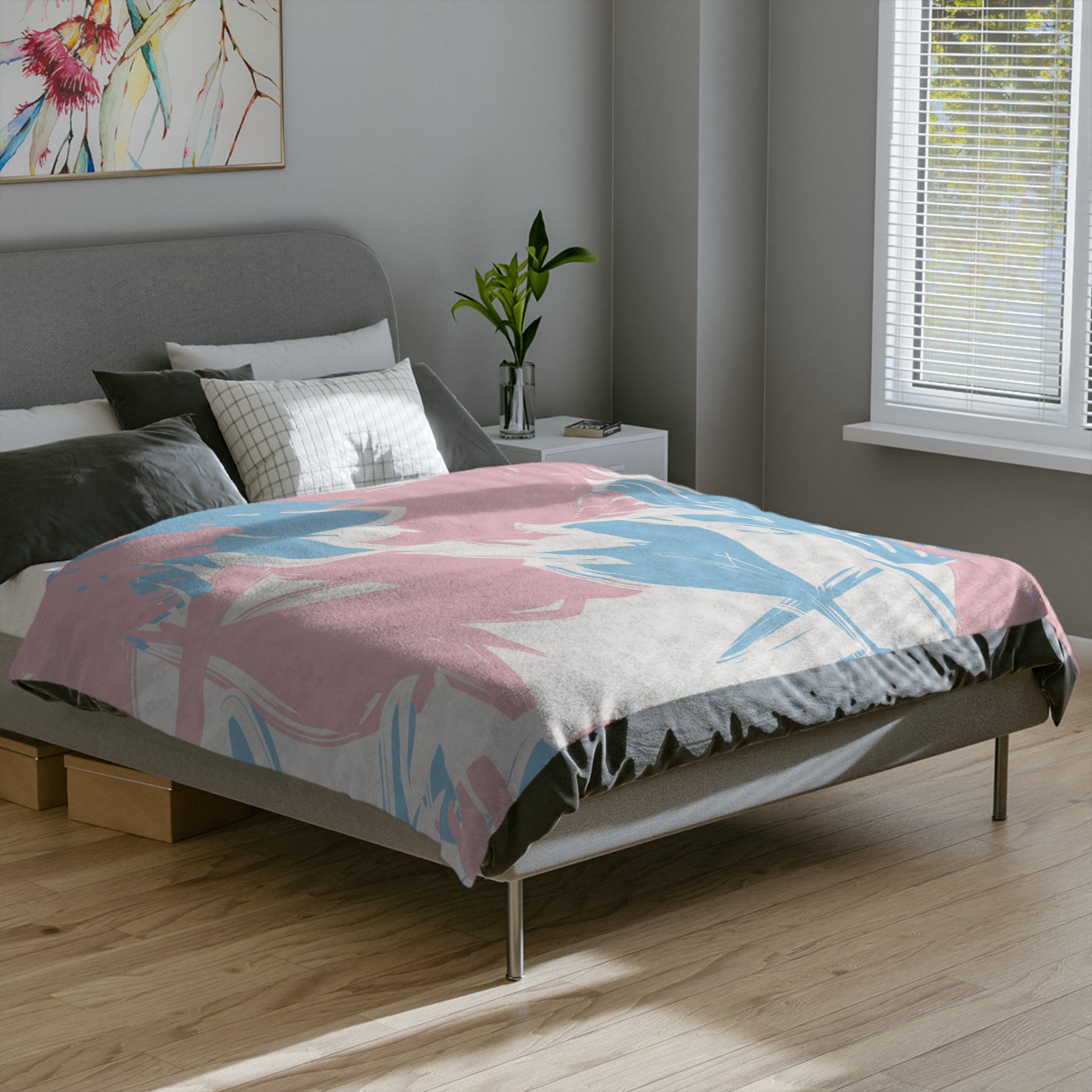 Microfiber Blanket | Soft Throw for Home Decor - Blue & Pink