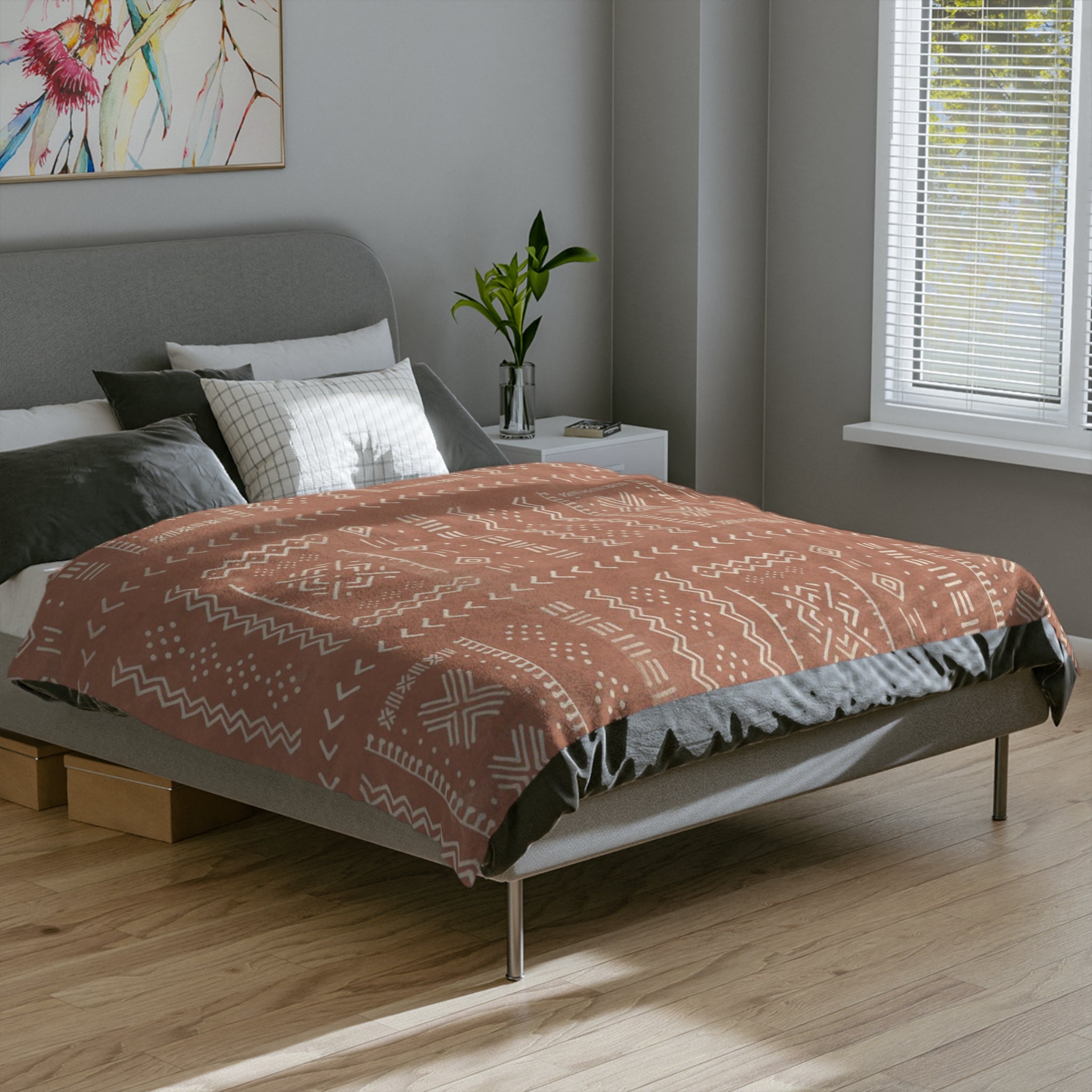 Microfiber Blanket | Soft Throw for Home Decor - Pastel Grey Orange