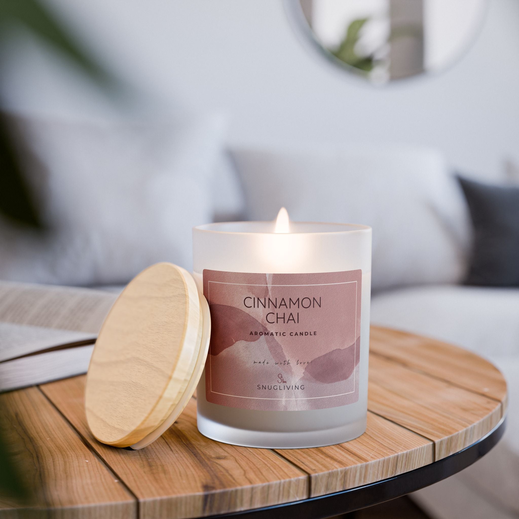 SnugLiving Aromatic/Scented Glass Candle, 11oz : Cinnamon Chai