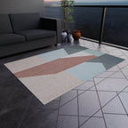 Contemporary Geometric Rugs for Living Room & Patio | Soft Blue & Terracotta Modern Area Rug - SnugLiving