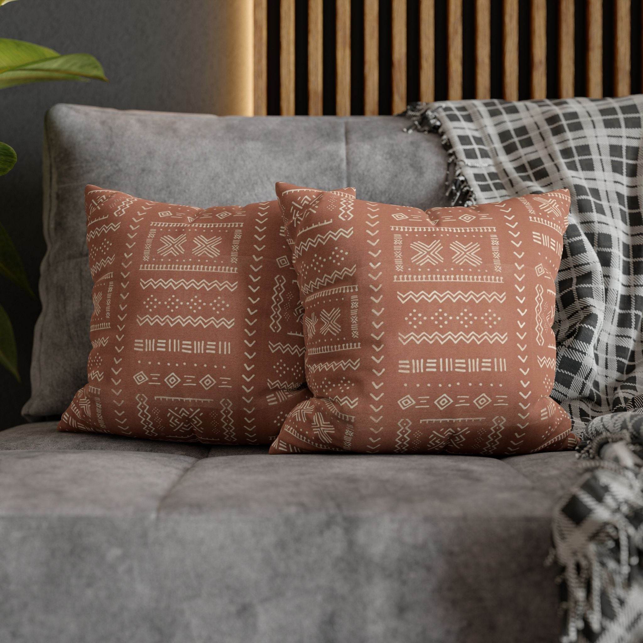 Cushion Cover, Throw pillow Case for Couch ( Single Piece) : Pastel Grey Orange - SnugLiving