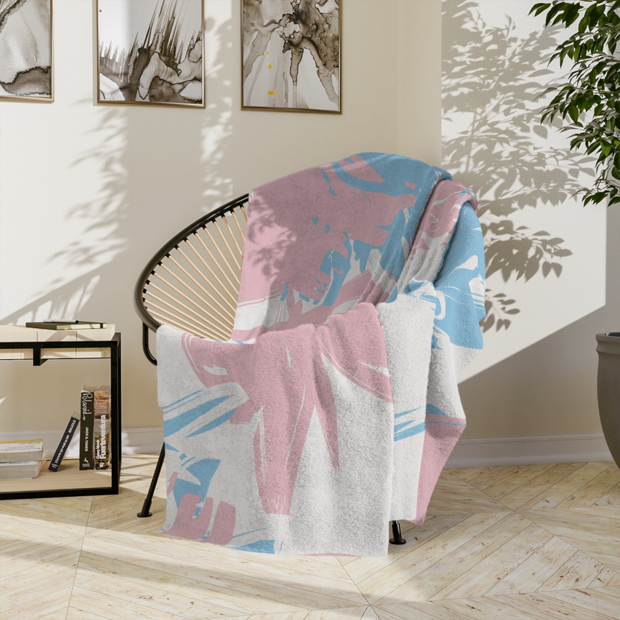 Microfiber Blanket | Soft Throw for Home Decor - Blue & Pink