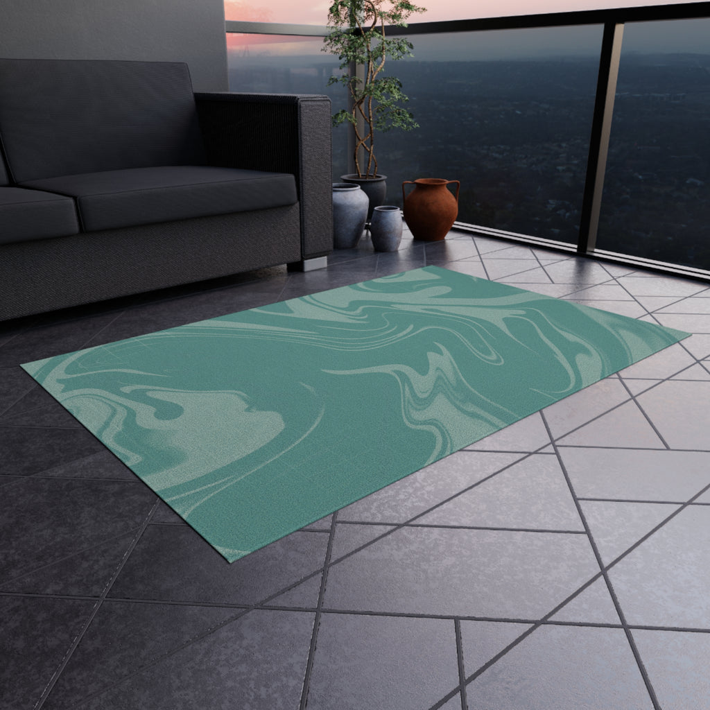 Stylish Indoor/Outdoor Rug for Living Room, Patios, Decks, and Gardens | Perfect for Home Decor - Grey Cyan