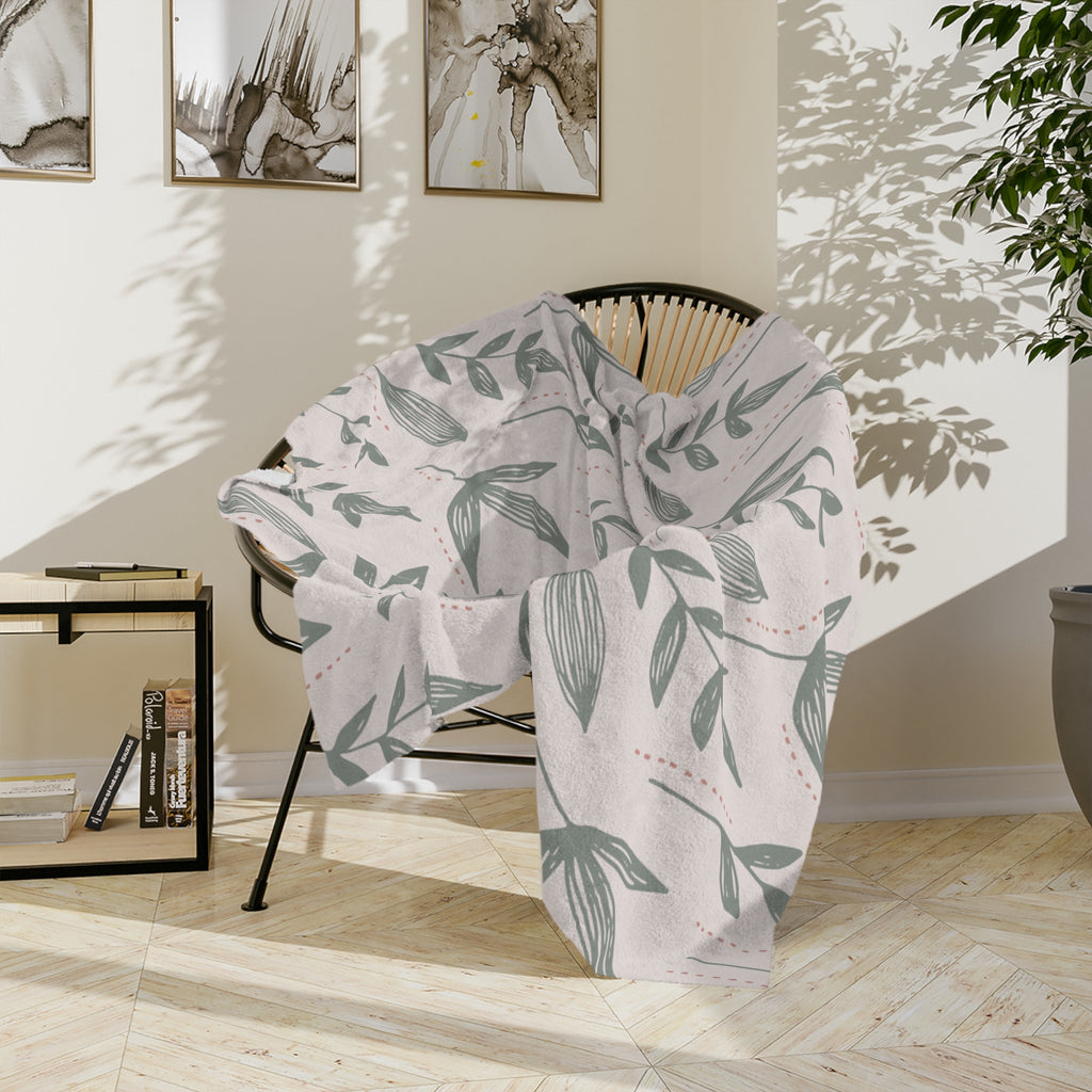 Microfiber Blanket | Soft Throw for Home Decor - White & Azure Green