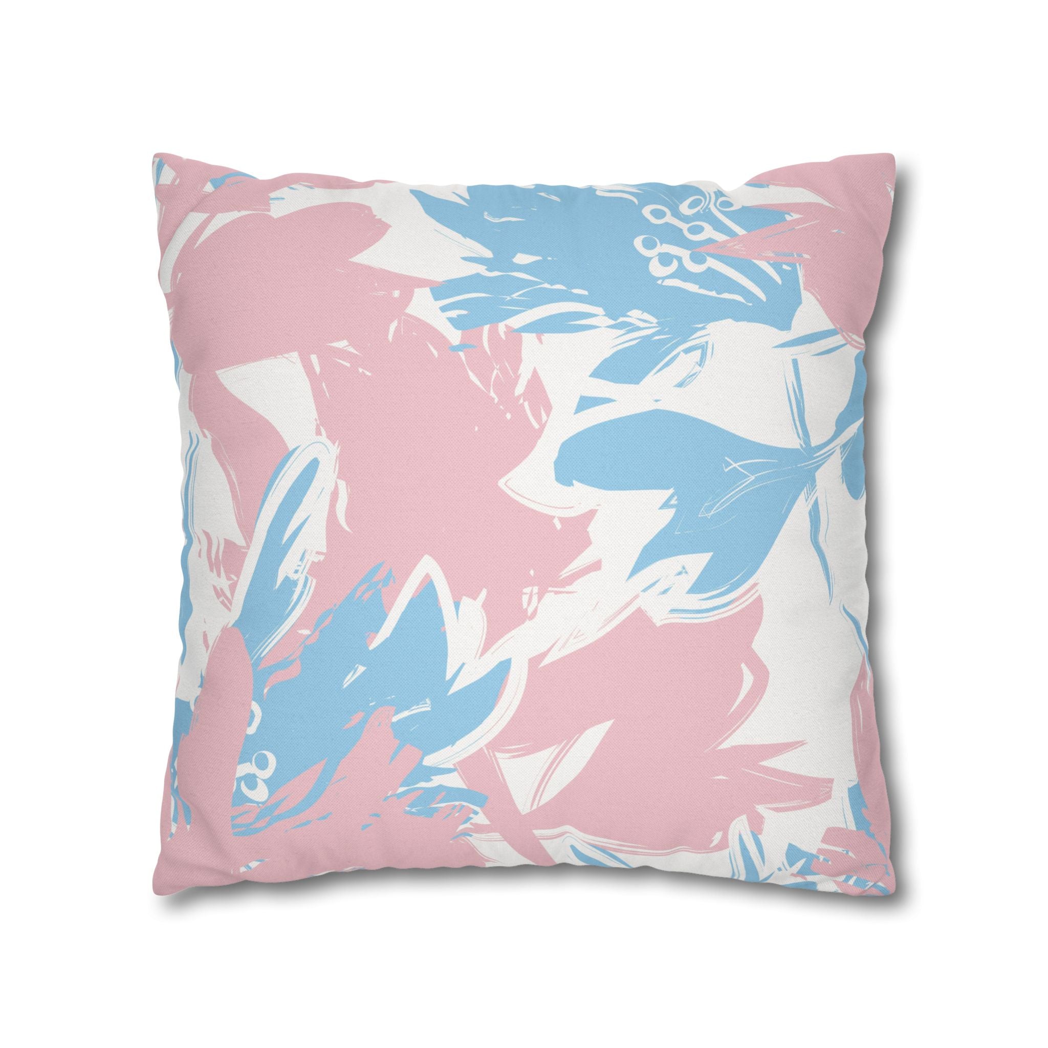 Two Way Cushion Cover, Throw pillow Case for Couch (Single Piece): Blue Pink Abstract
