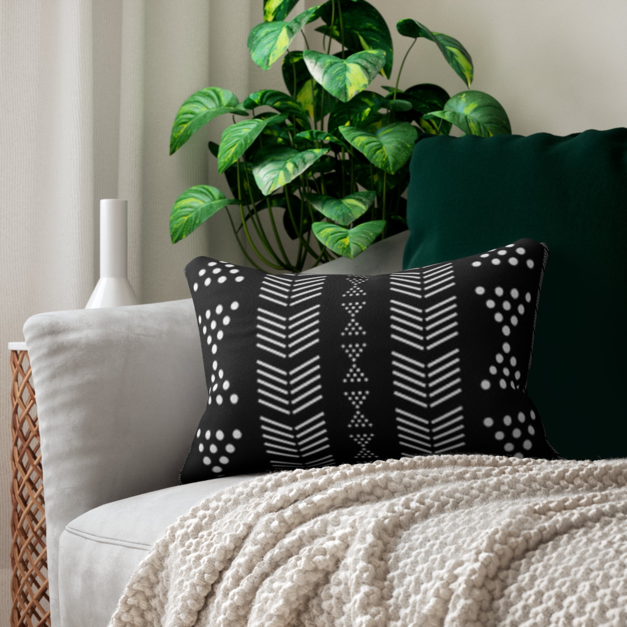 Lounge Pillow, Throw Pillow with Fillers/Insert (Single Piece) : Black & White Tribal Stripe - SnugLiving