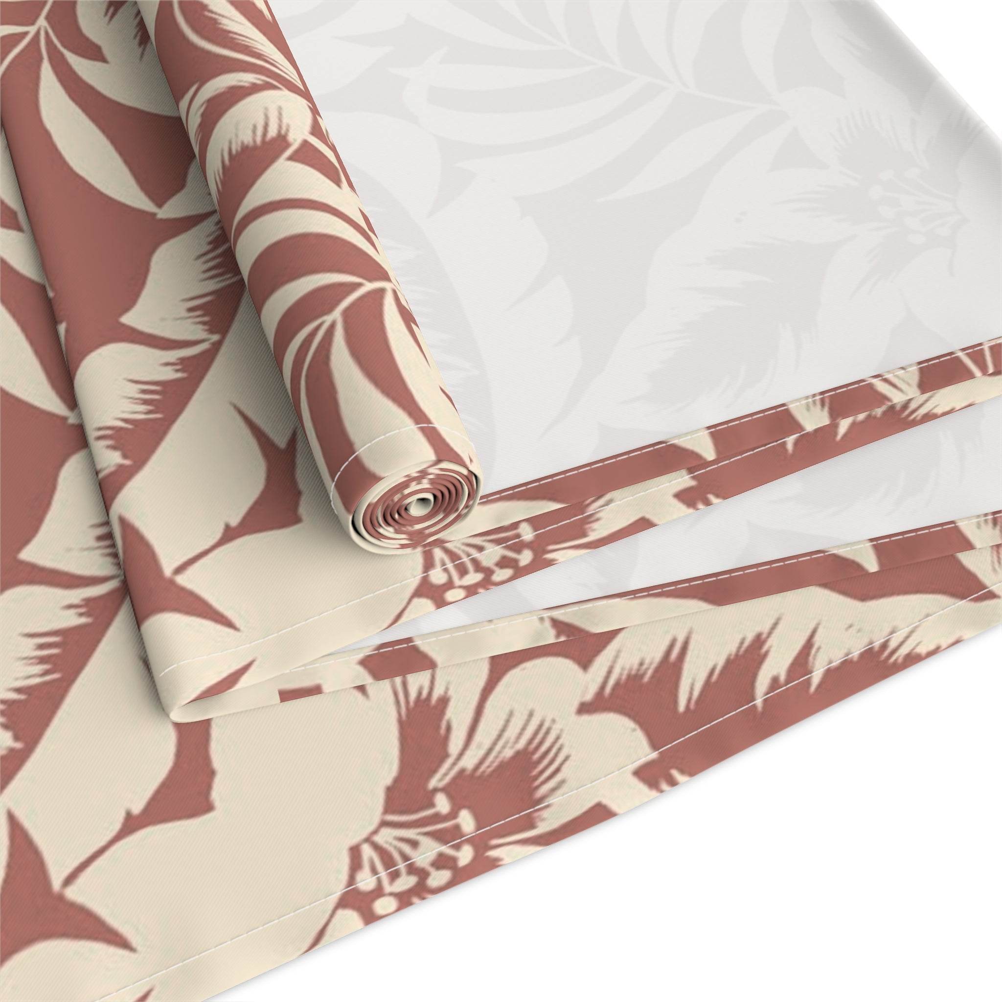 Bold Hawaiian Tropical Table Runner – Red & Cream Jungle Floral Accent - SnugLiving