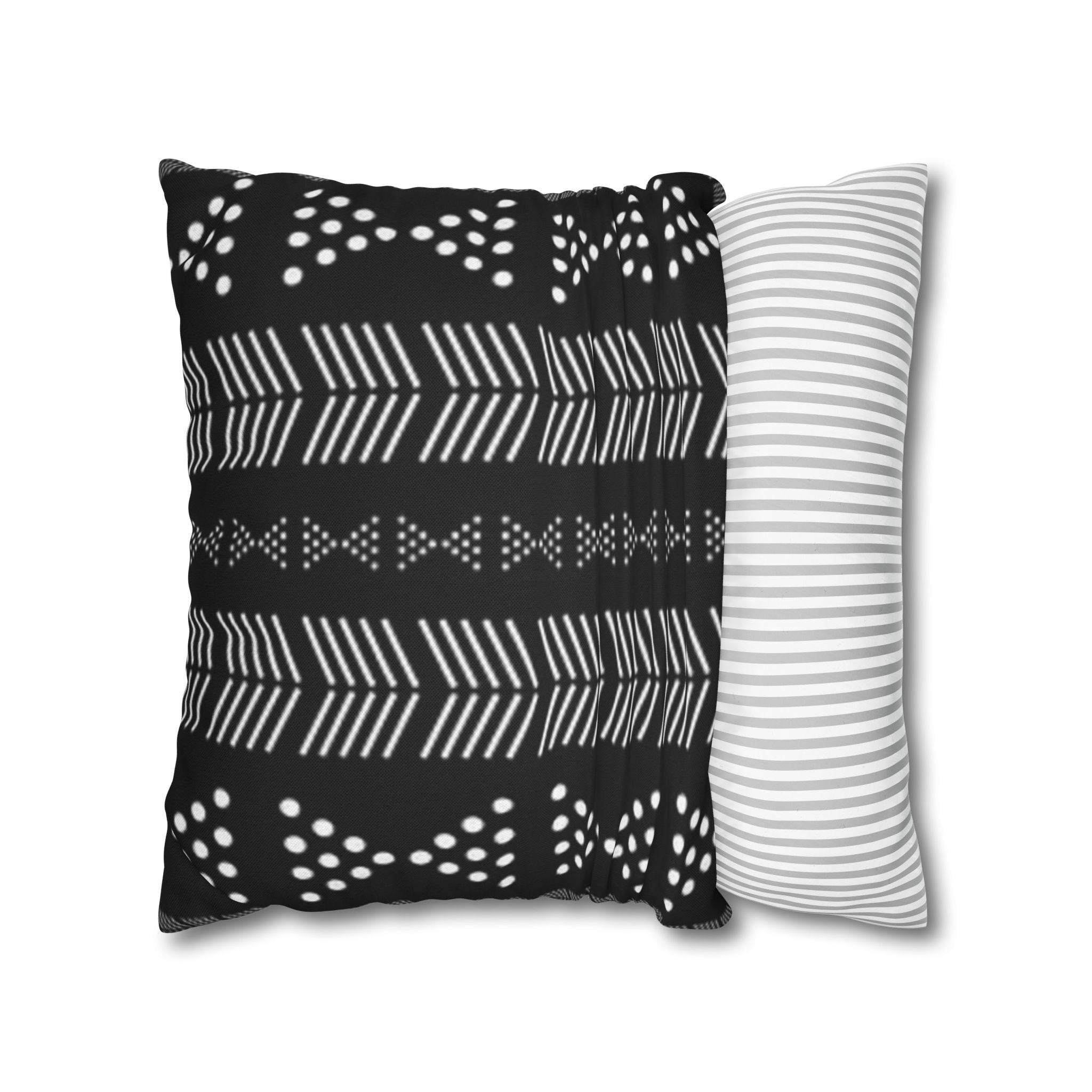 Cushion Cover, Throw pillow Case for Couch ( Single Piece) : Black & White Tribal Stripe - SnugLiving