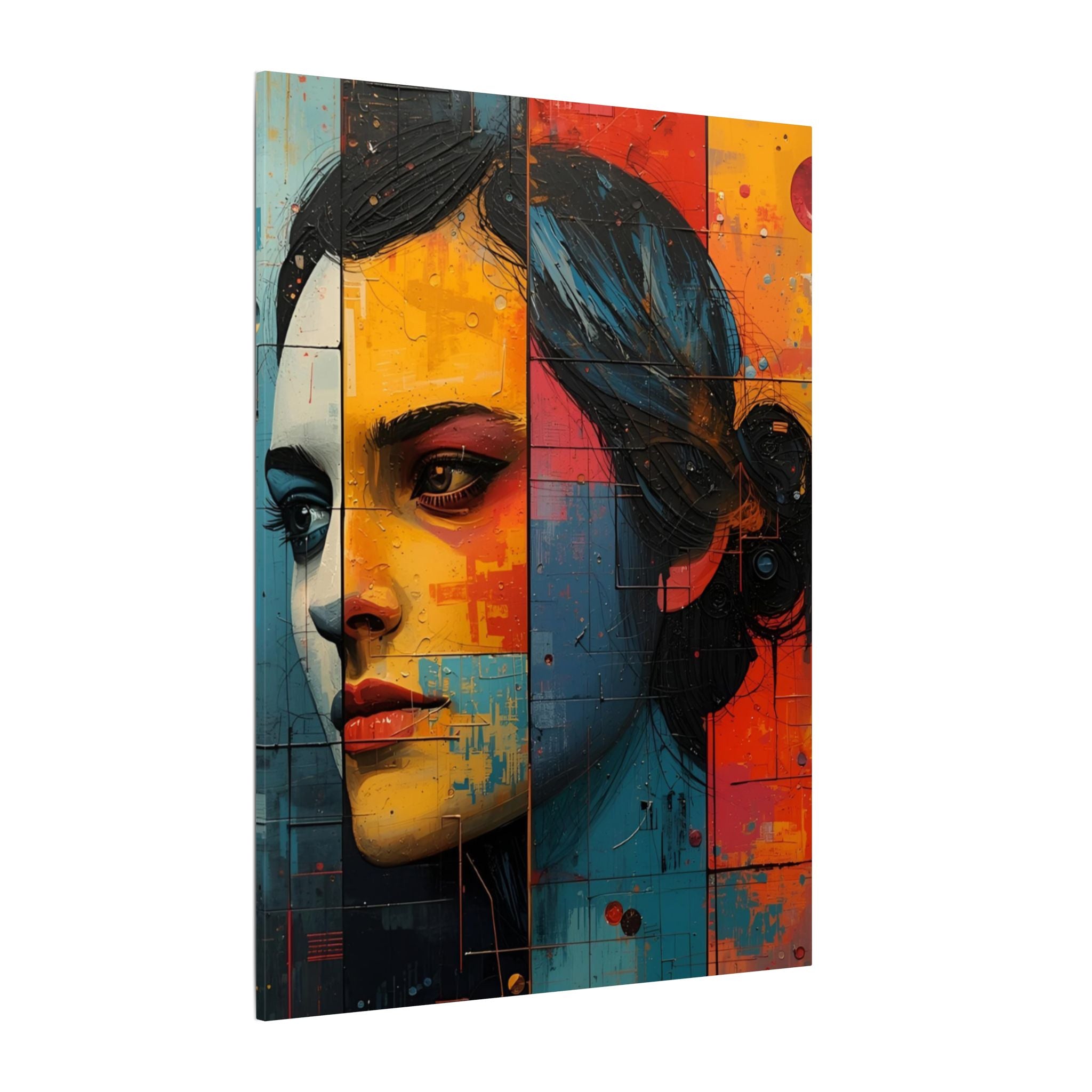 Premium Eco-Friendly Canvas Wall Art for Home Decor - Abstract Woman Portrait in Bold Colors