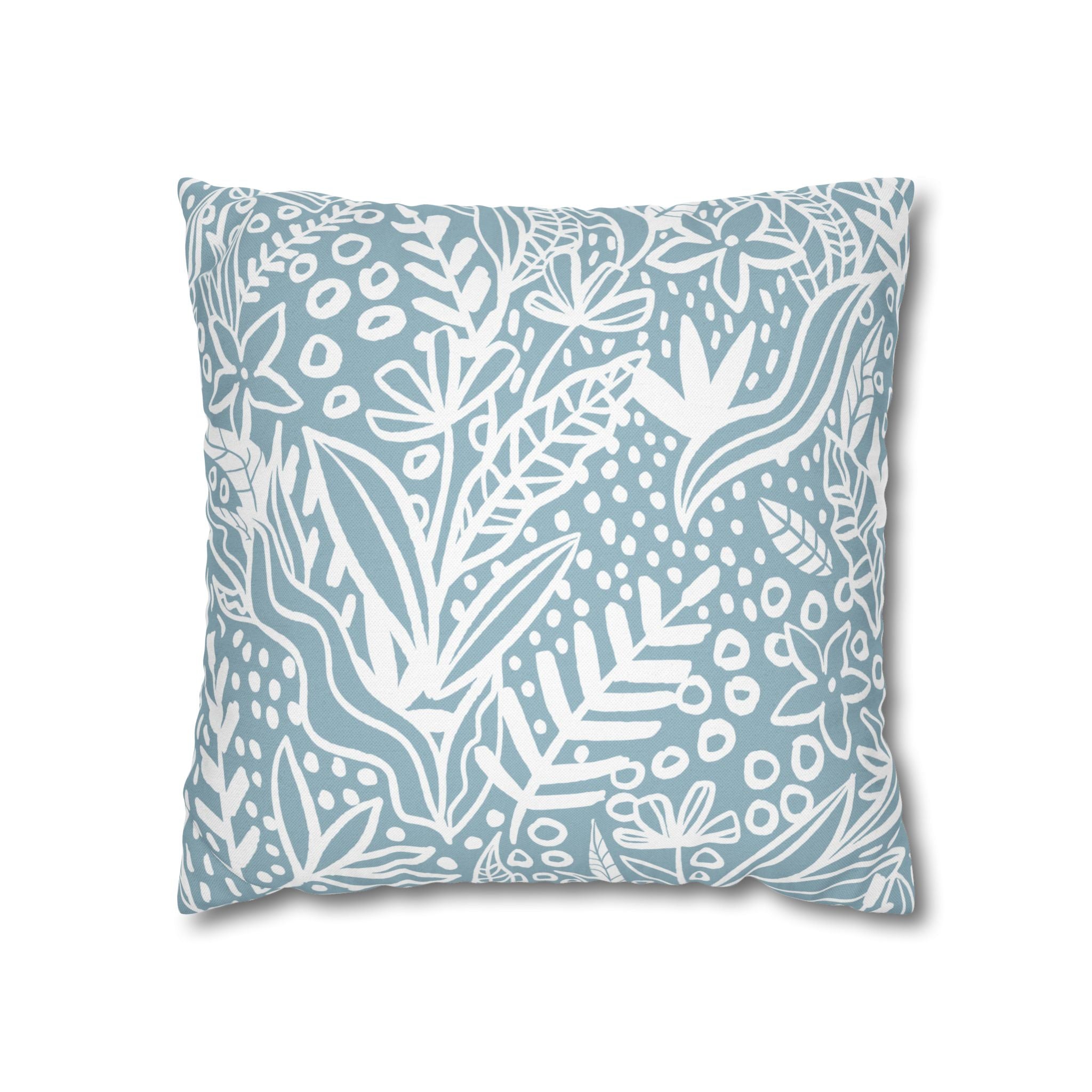 Two Way Cushion Cover, Throw pillow Case for Couch (Single Piece) : Floral Blue