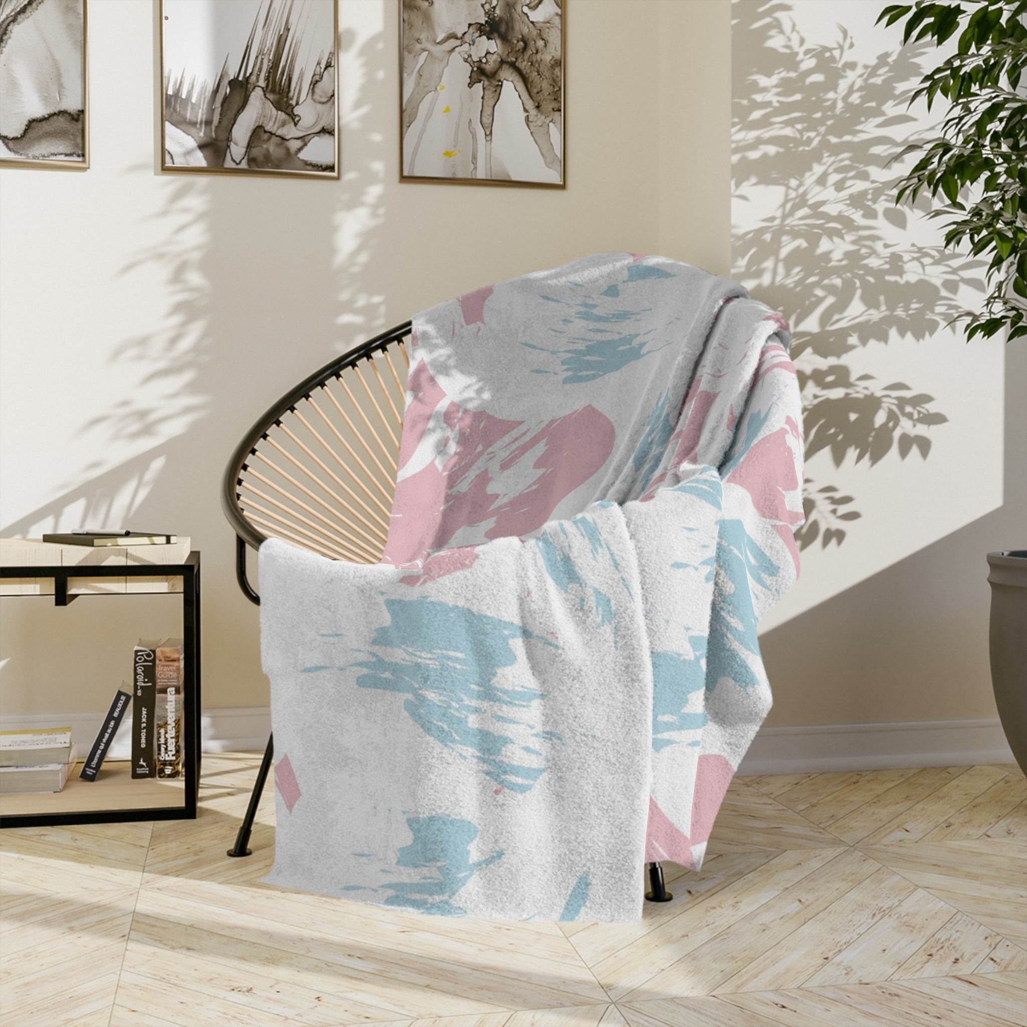 Microfiber Blanket | Soft Throw for Home Decor - Blue,White & Pink