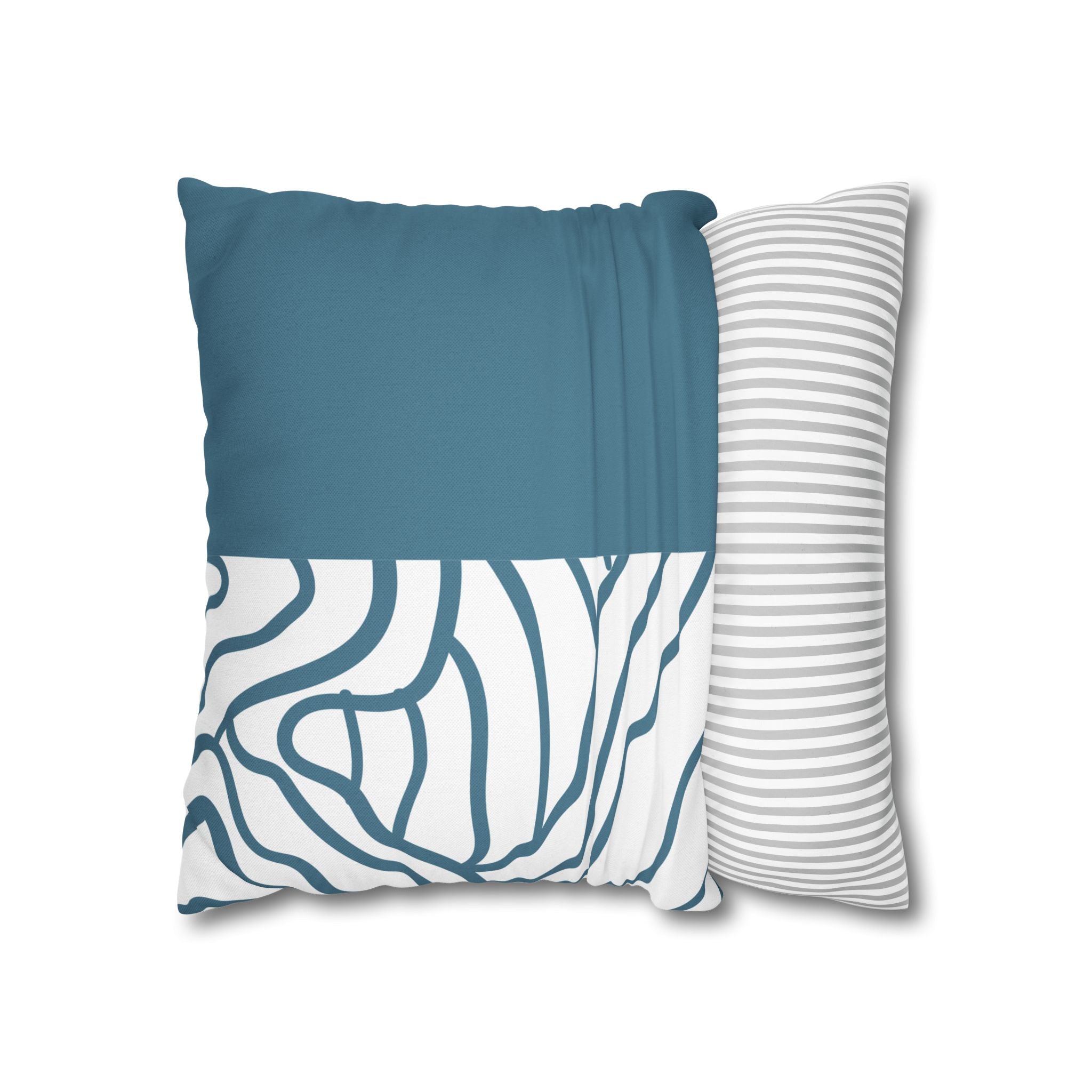 Two Way Cushion Cover, Throw pillow Case for Couch (Single Piece) : Grey Azure