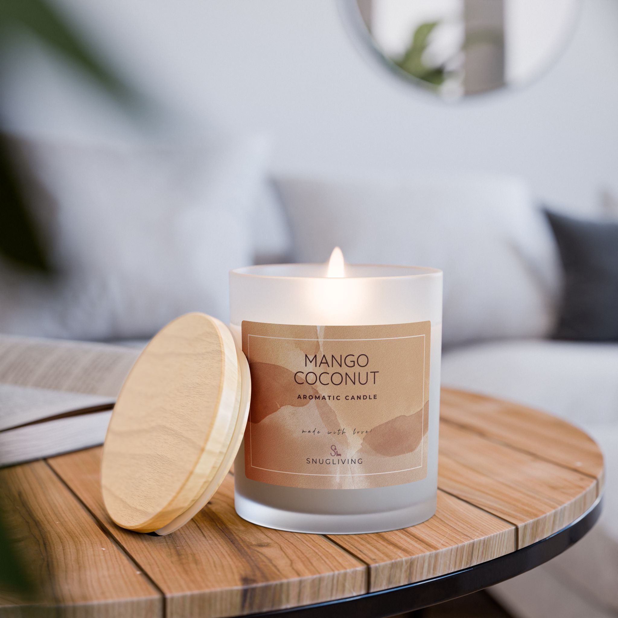 SnugLiving Aromatic/Scented Glass Candle, 11oz : Mango Coconut