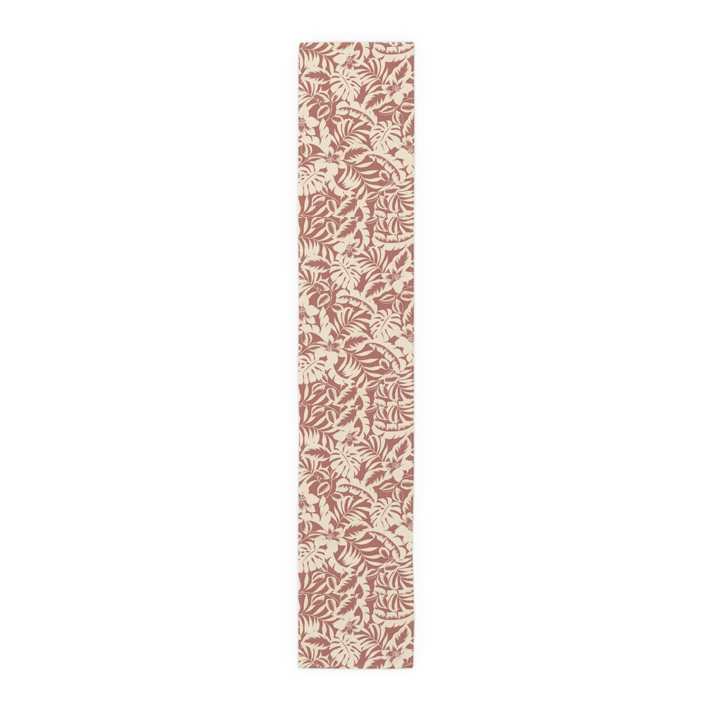 Bold Hawaiian Tropical Table Runner – Red & Cream Jungle Floral Accent - SnugLiving