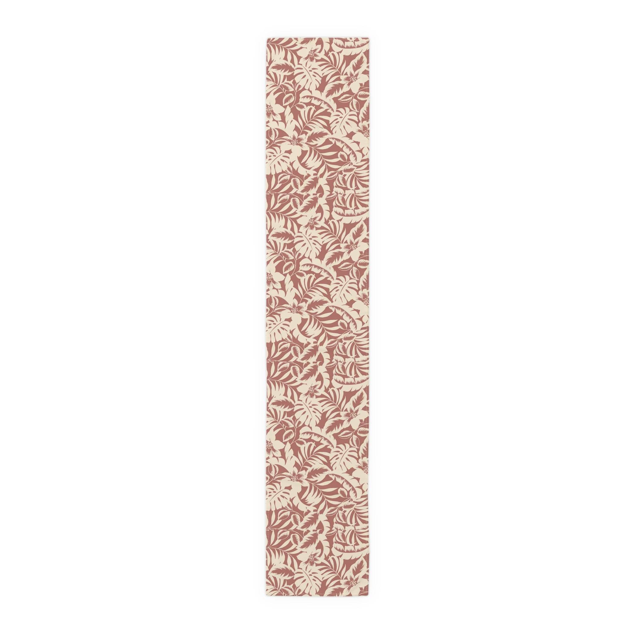 Bold Hawaiian Tropical Table Runner – Red & Cream Jungle Floral Accent - SnugLiving