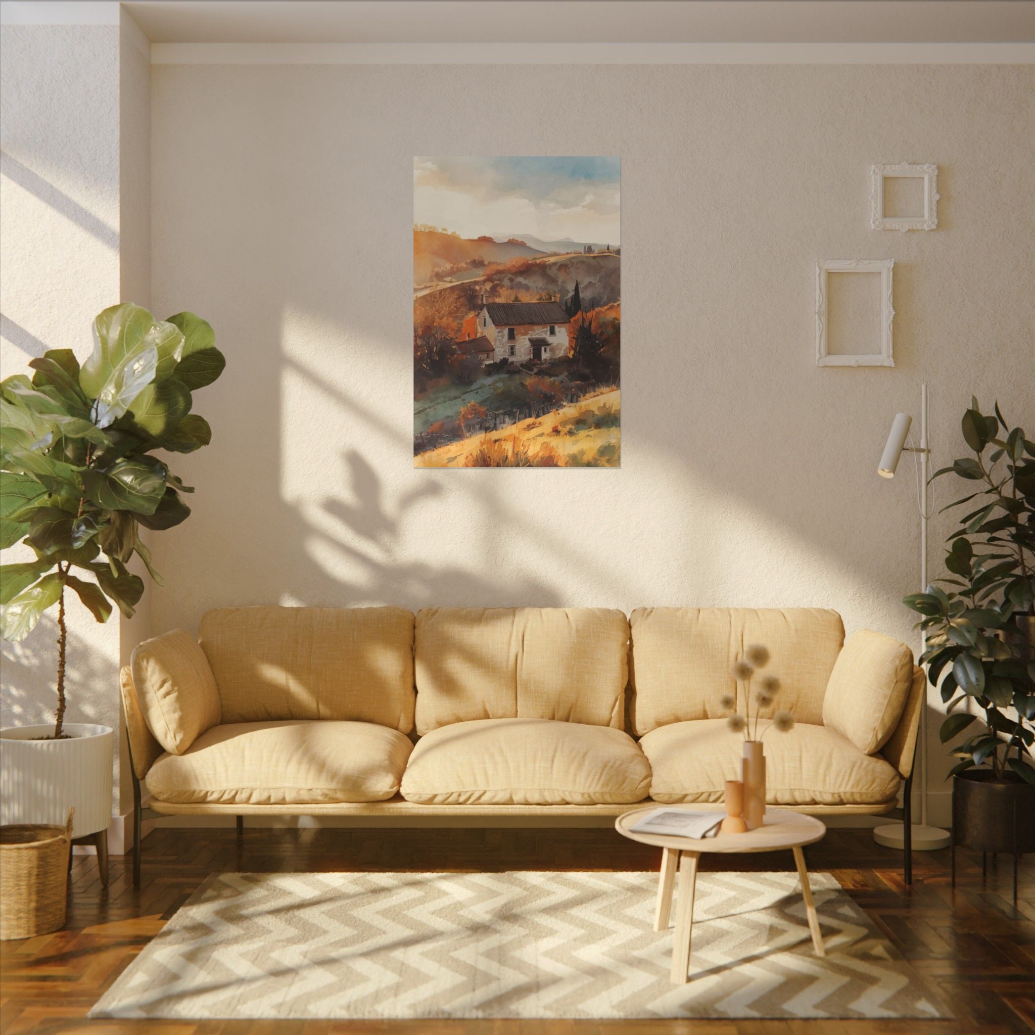 Premium Eco-Friendly Canvas Wall Art for Home Decor - Countryside Cottage Landscape