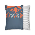 Two Way Cushion Cover, Throw pillow Case for Couch (Single Piece) : Dark Azure & Orange - SnugLiving