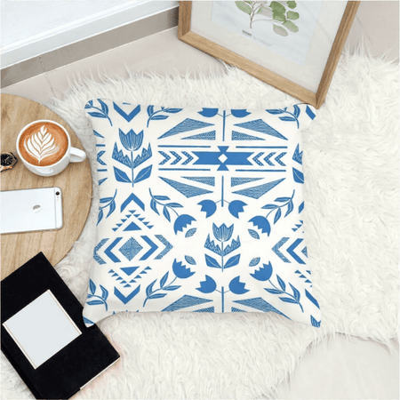 Cushion Cover, Throw pillow Case for Couch ( Single Piece) : Blue & White Floral - SnugLiving