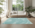 Aqua Marble Swirl Rugs for Living Room & Patio | Artistic Abstract Modern Rug